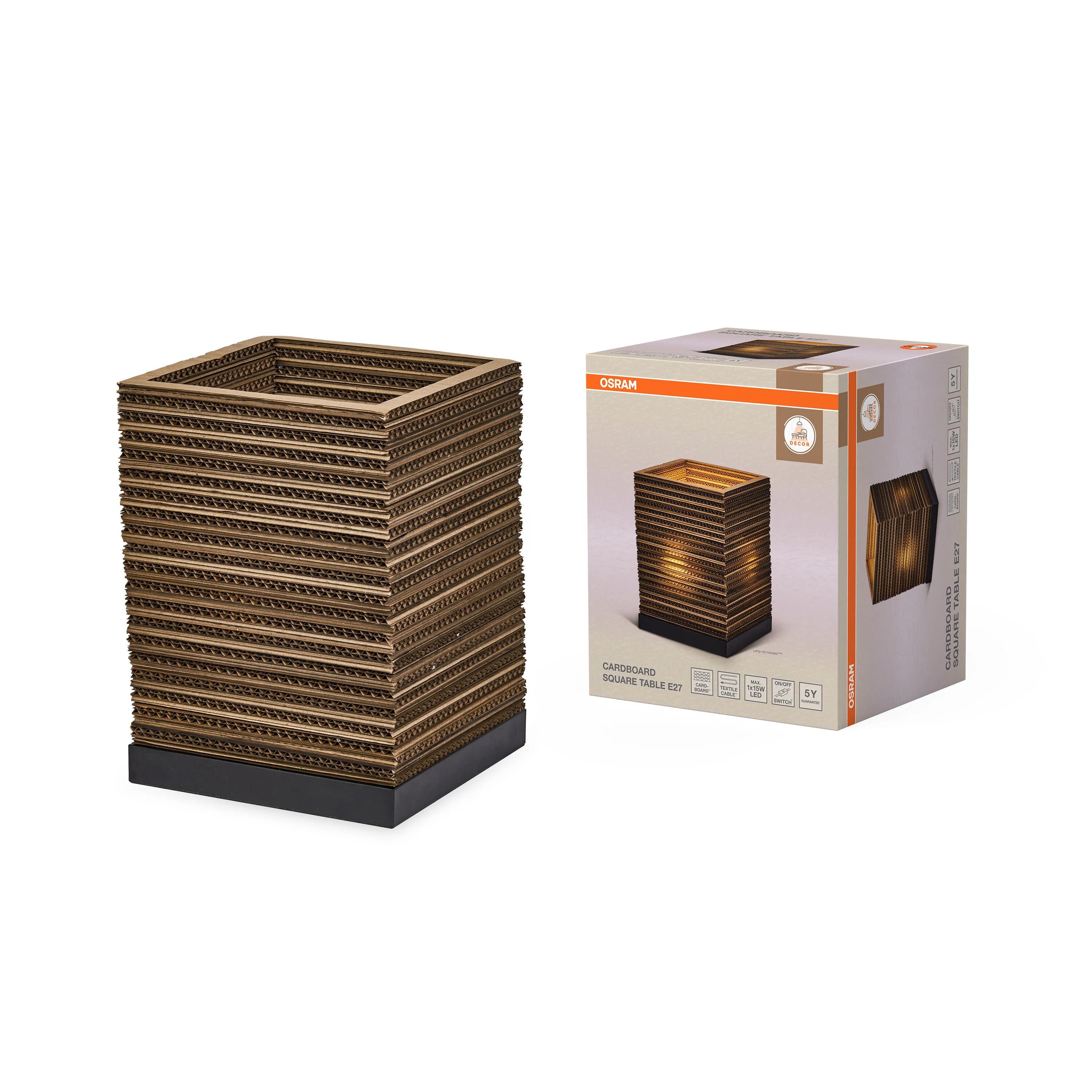 OSRAM Decor Cardboard  Square Lampa stołowa E27 brązowa - Image 5