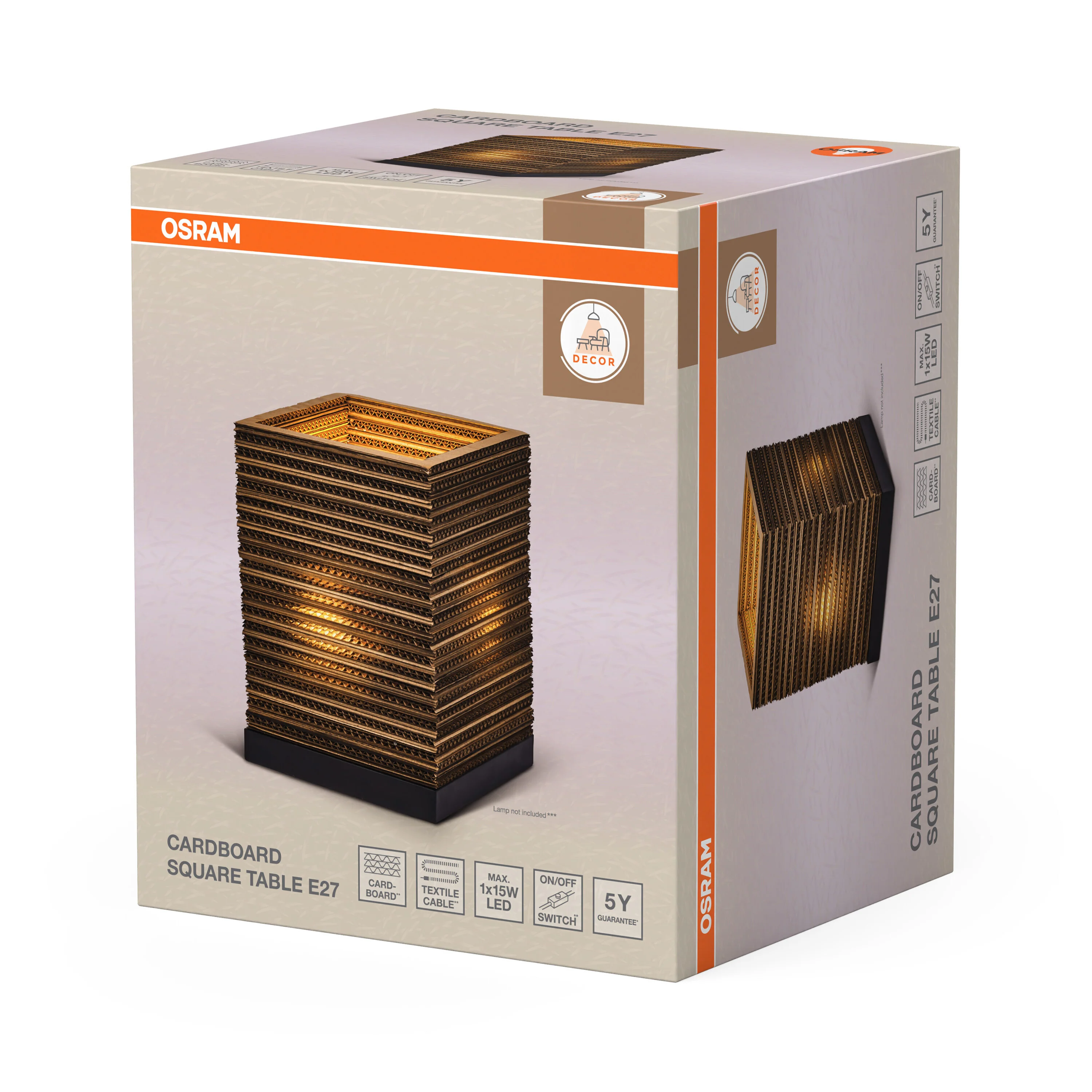 OSRAM Decor Cardboard  Square Lampa stołowa E27 brązowa - Image 6