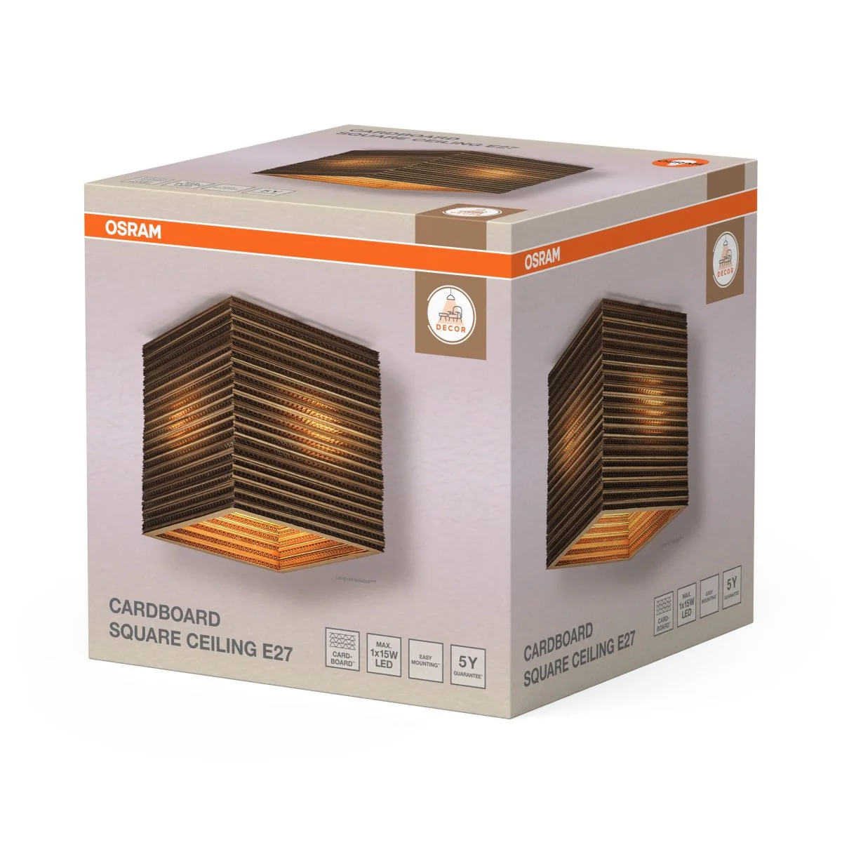OSRAM Decor Cardboard Square Plafon E27 brązowy - Image 2