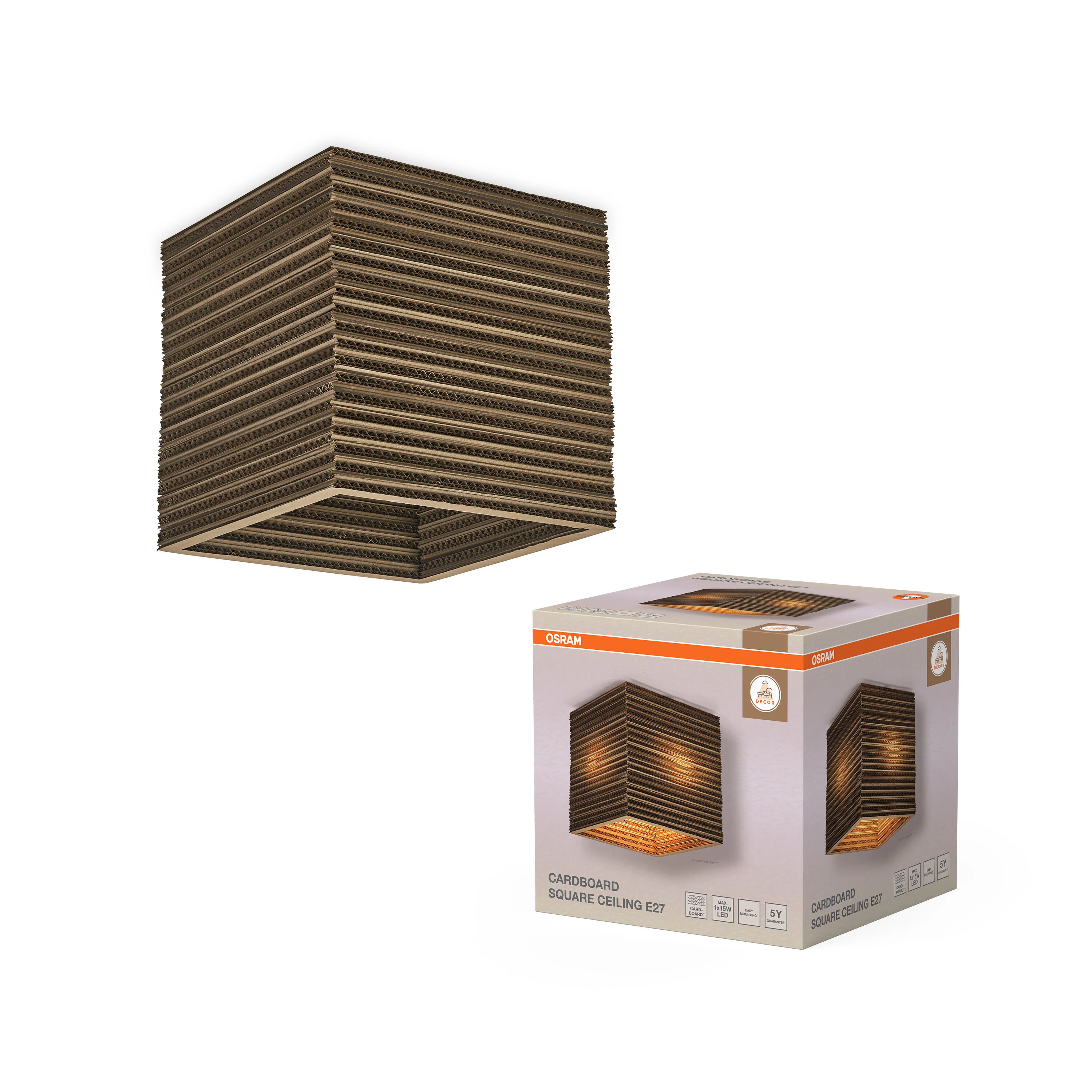 OSRAM Decor Cardboard Square Plafon E27 brązowy - Image 5