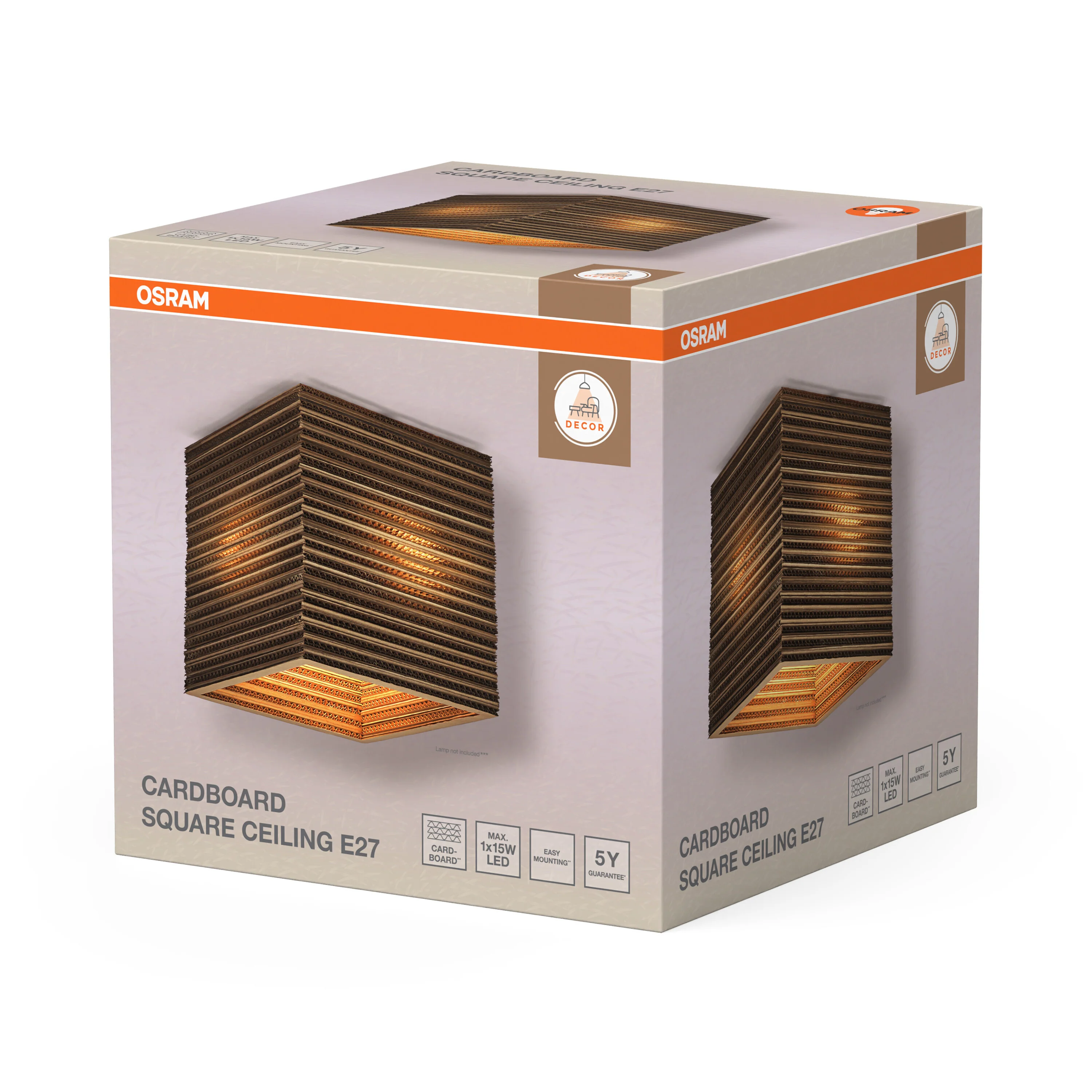 OSRAM Decor Cardboard Square Plafon E27 brązowy - Image 6