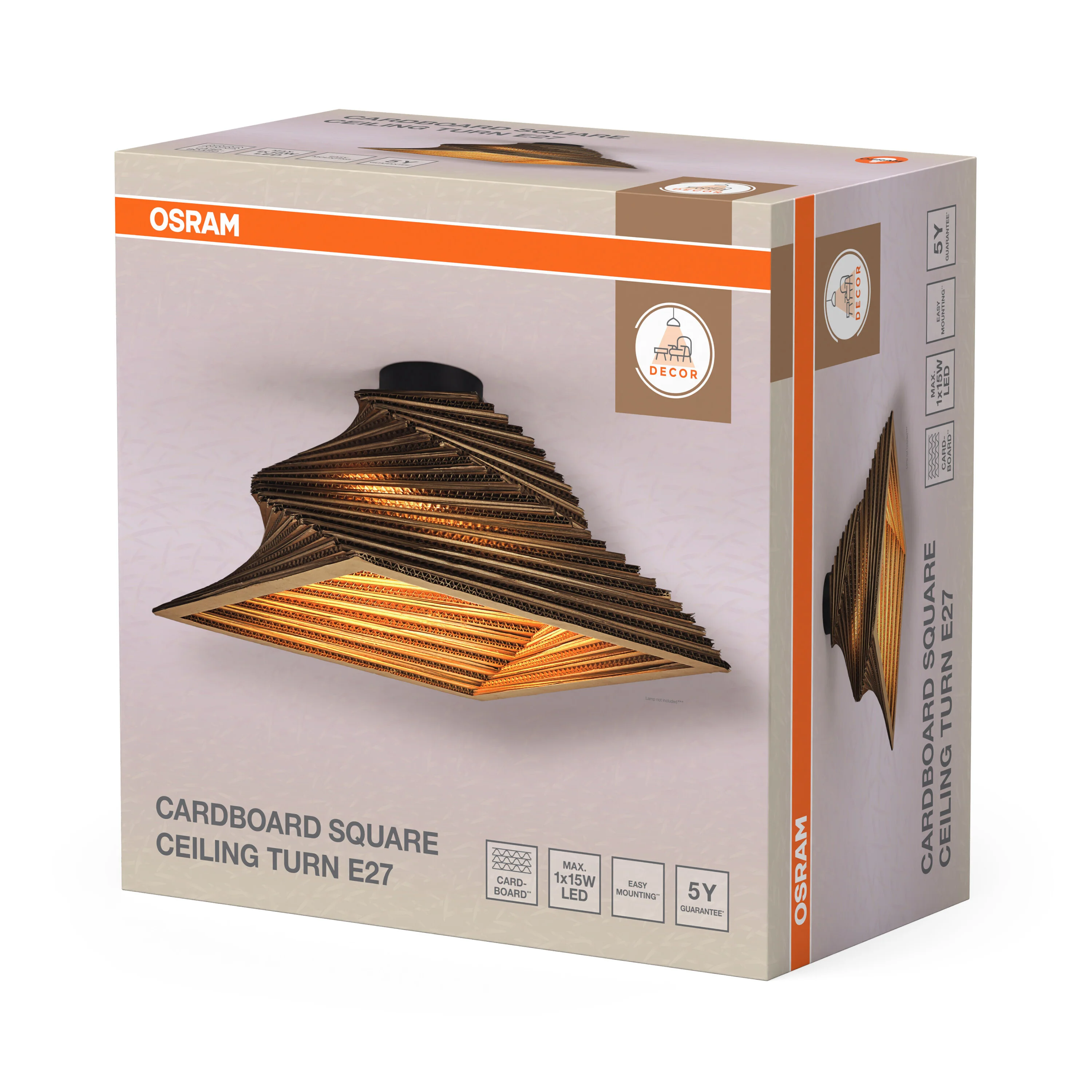 OSRAM Decor Cardboard Square Plafon obrotowy E27 brązowy - Image 6