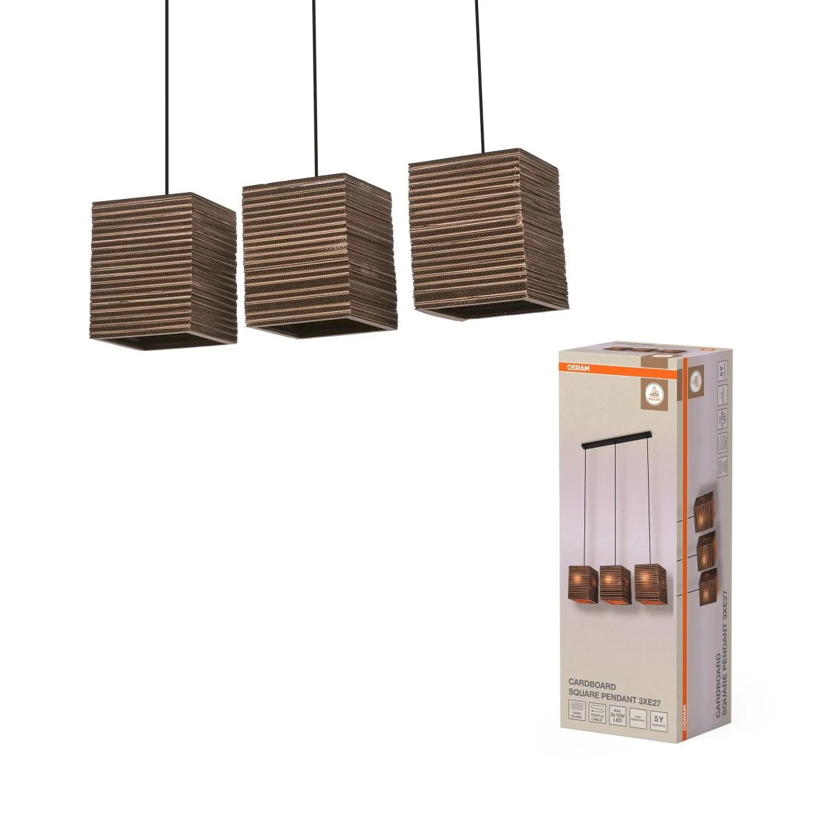 OSRAM Decor Cardboard Square Wisząca 3x E27 brązowy - Image 4