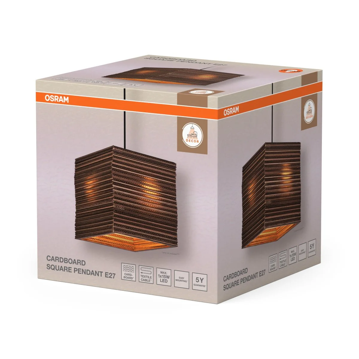 OSRAM Decor Cardboard Square Wisząca E27  brązowy - Image 2