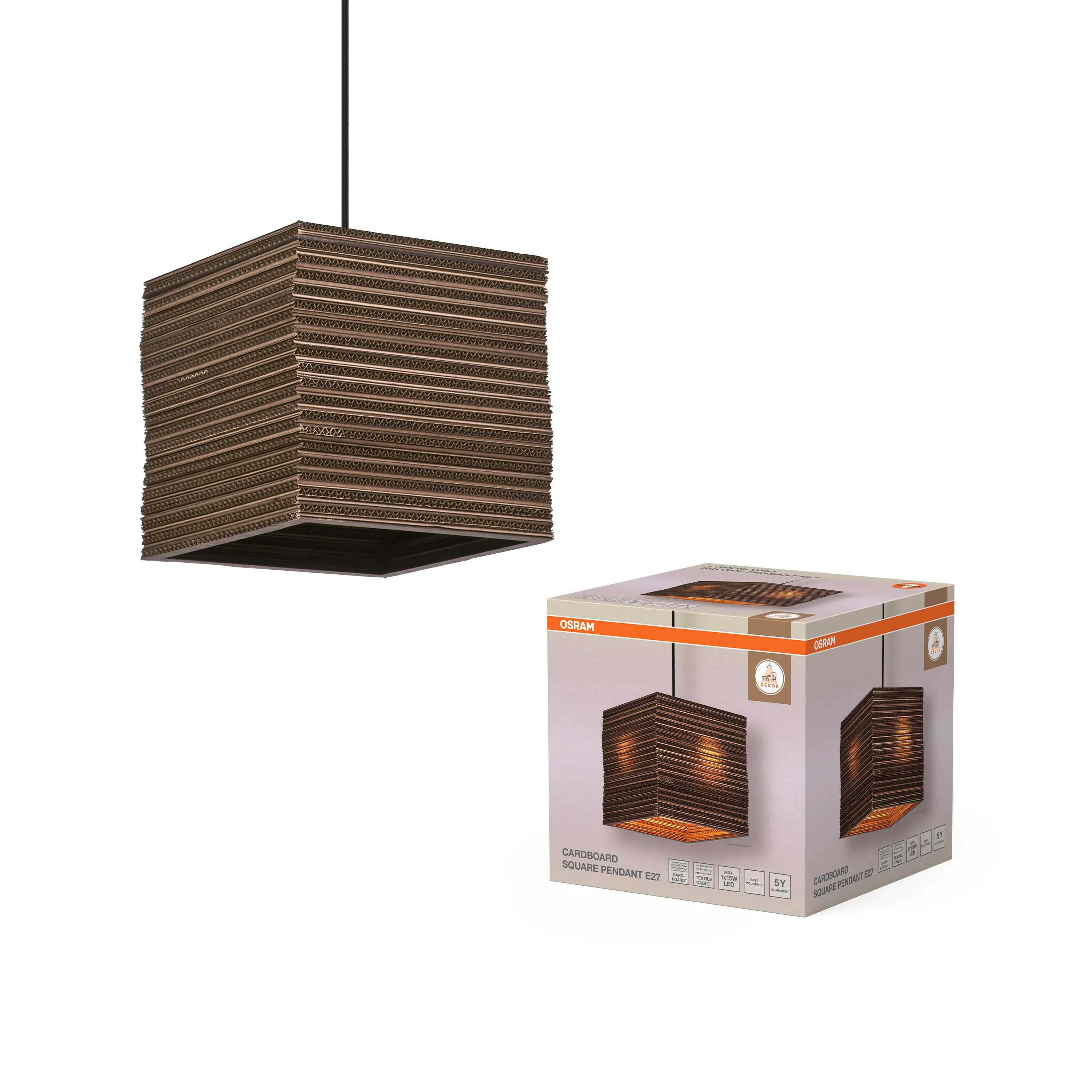 OSRAM Decor Cardboard Square Wisząca E27  brązowy - Image 5
