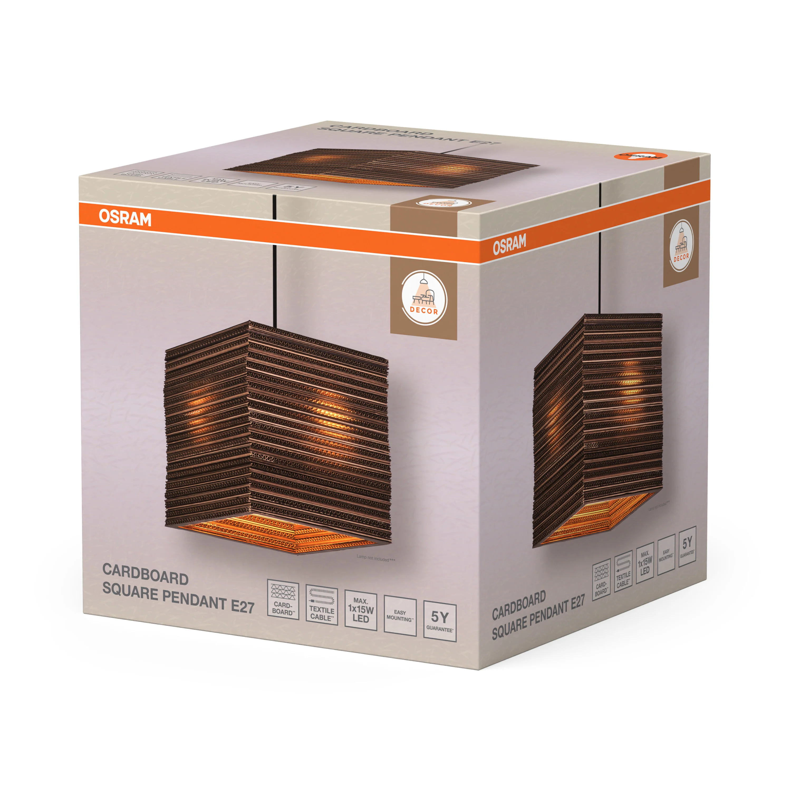 OSRAM Decor Cardboard Square Wisząca E27  brązowy - Image 6