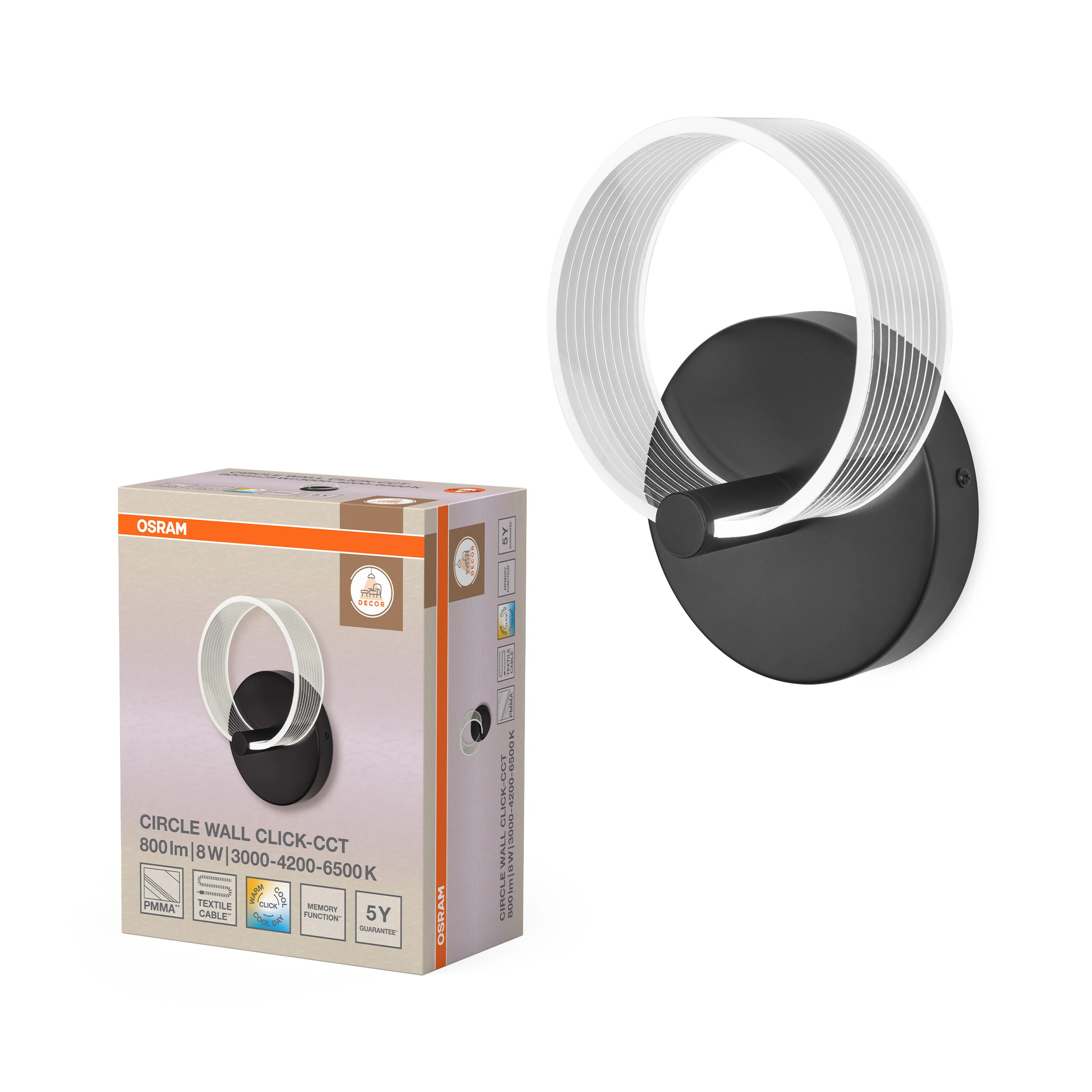 OSRAM Decor Circle Kinkiet 8W Click CCT czarny - Image 5