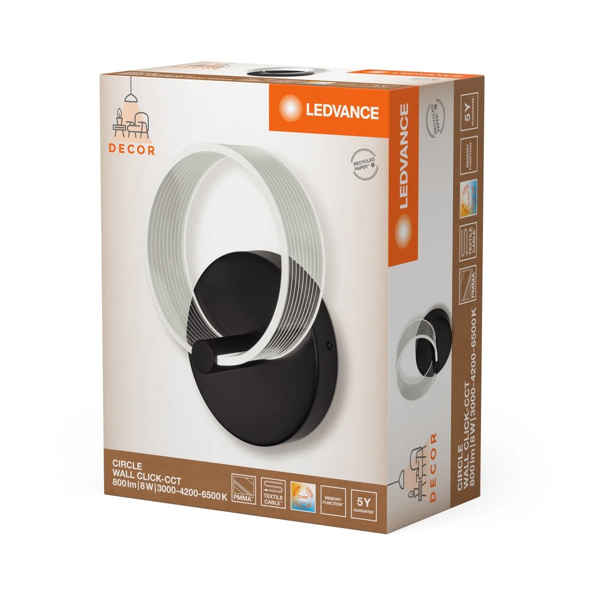 OSRAM Decor Circle Kinkiet 8W Click CCT czarny mat - Image 2