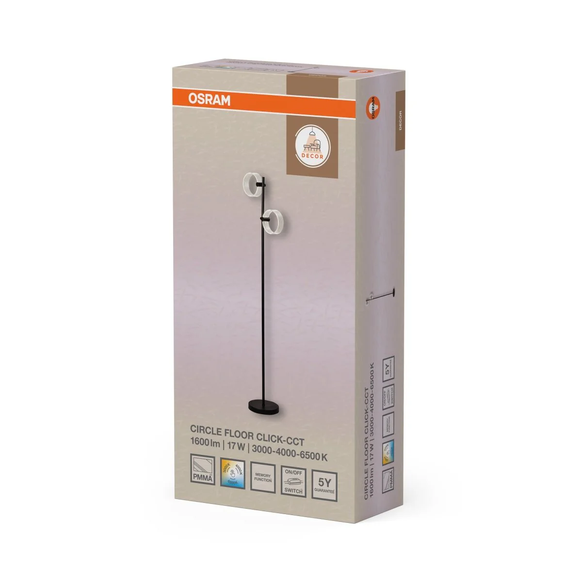 OSRAM Decor Circle Lampa stojąca 17W Click CCT czarna - Image 2