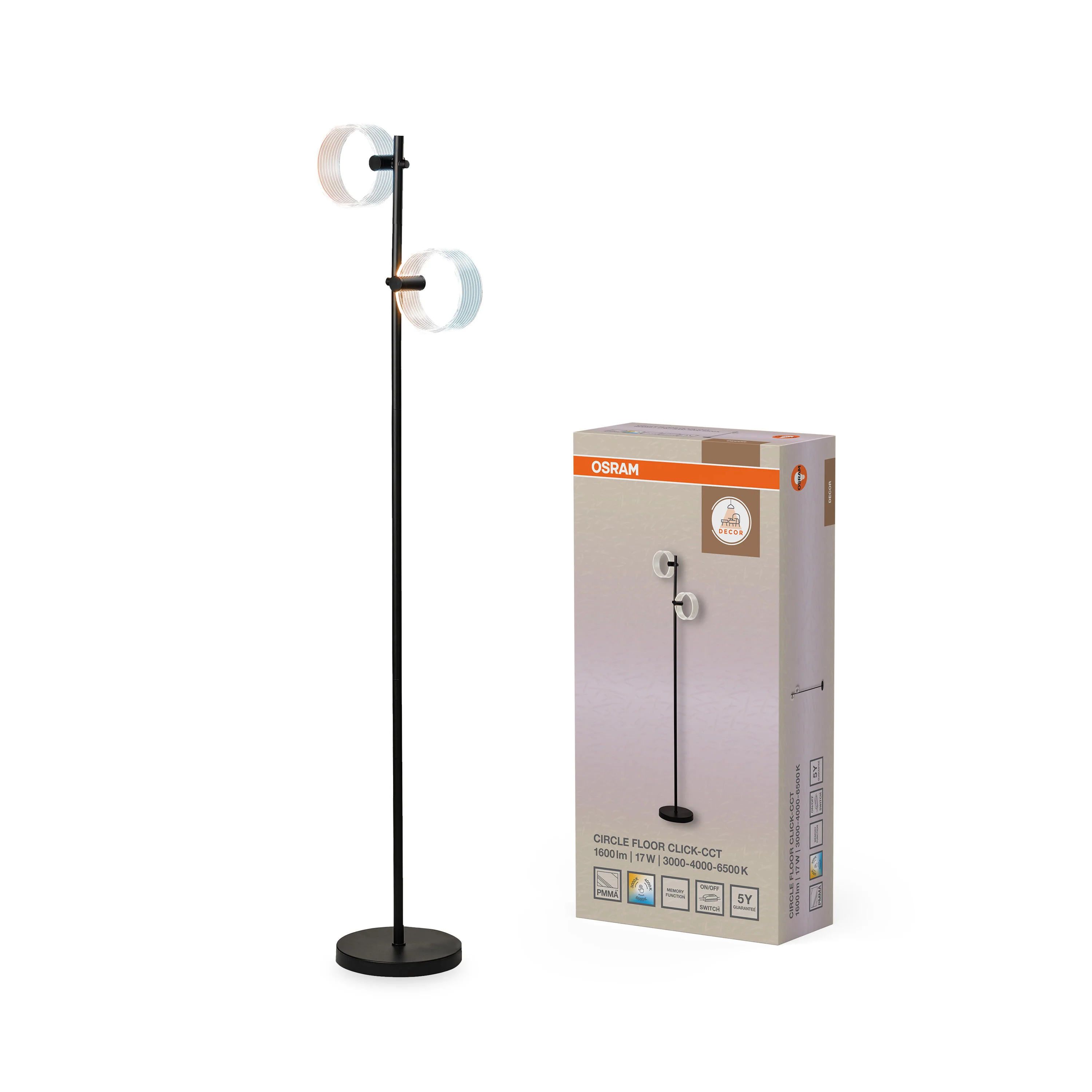 OSRAM Decor Circle Lampa stojąca 17W Click CCT czarna - Image 5