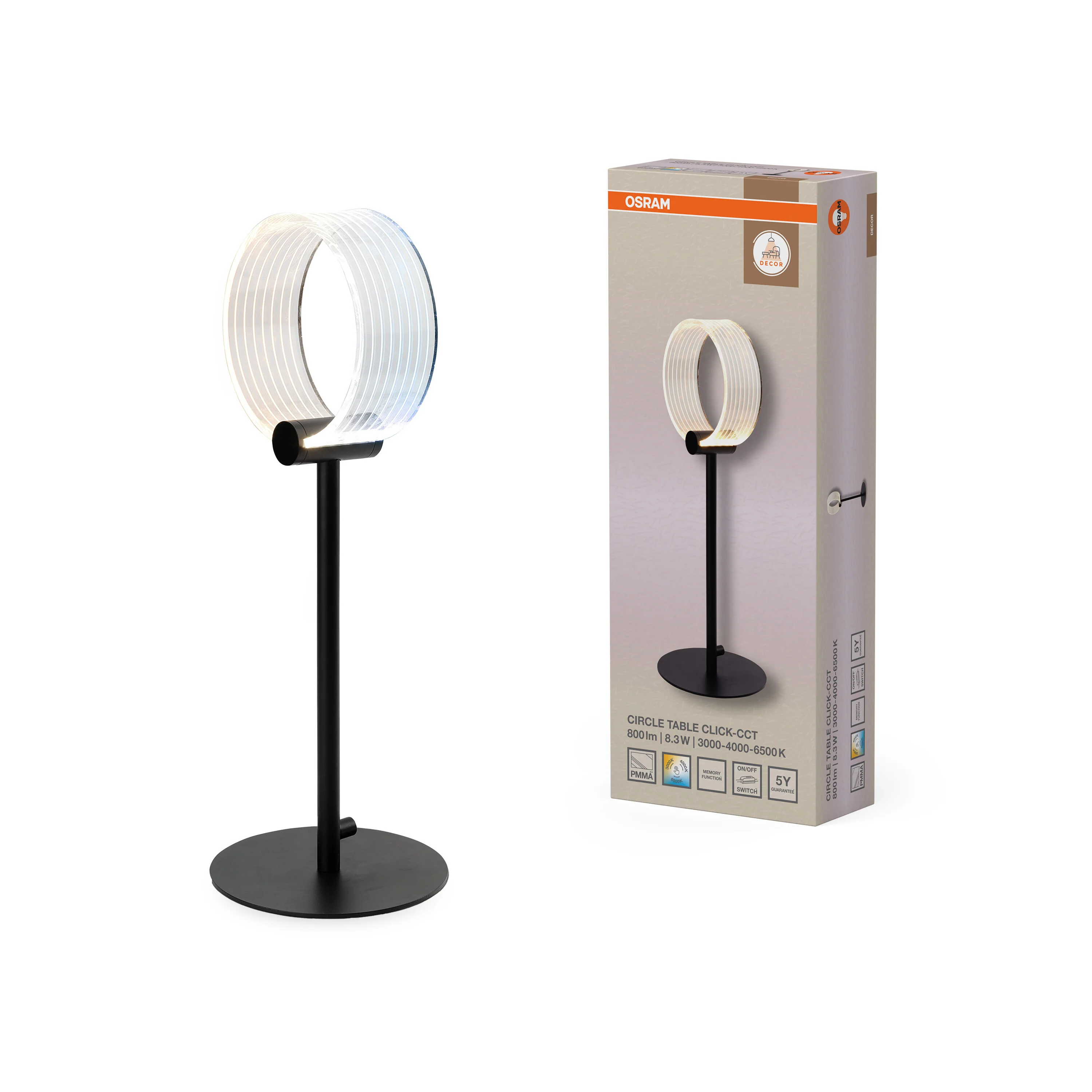 OSRAM Decor Circle Lampa stołowa 8.3W Click CCT czarna - Image 5