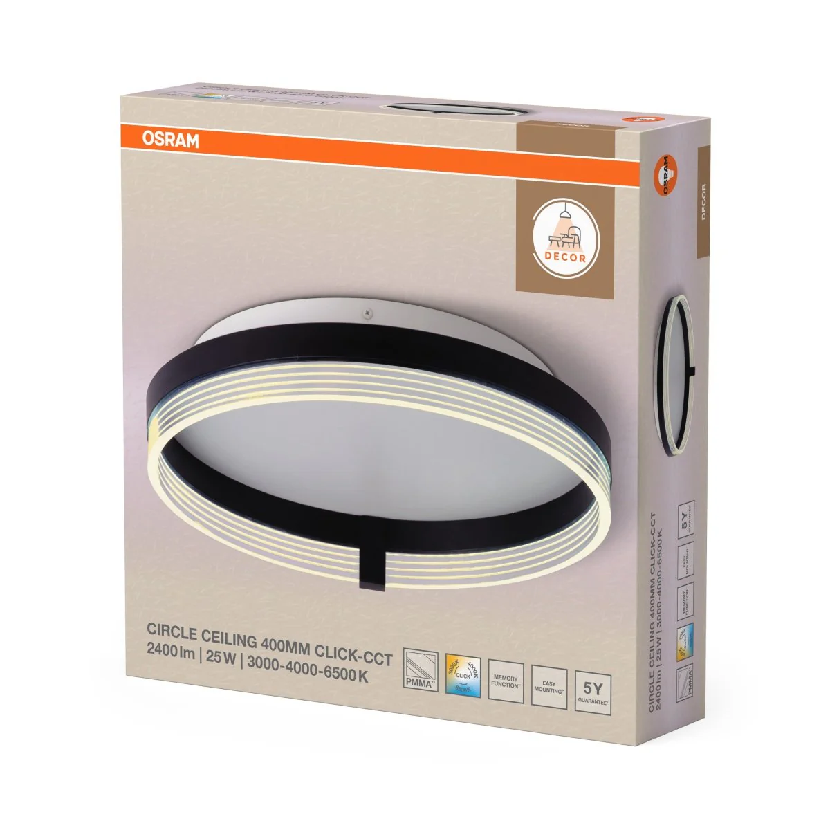 OSRAM Decor Circle Plafon 400 25W Click CCT czarny - Image 2