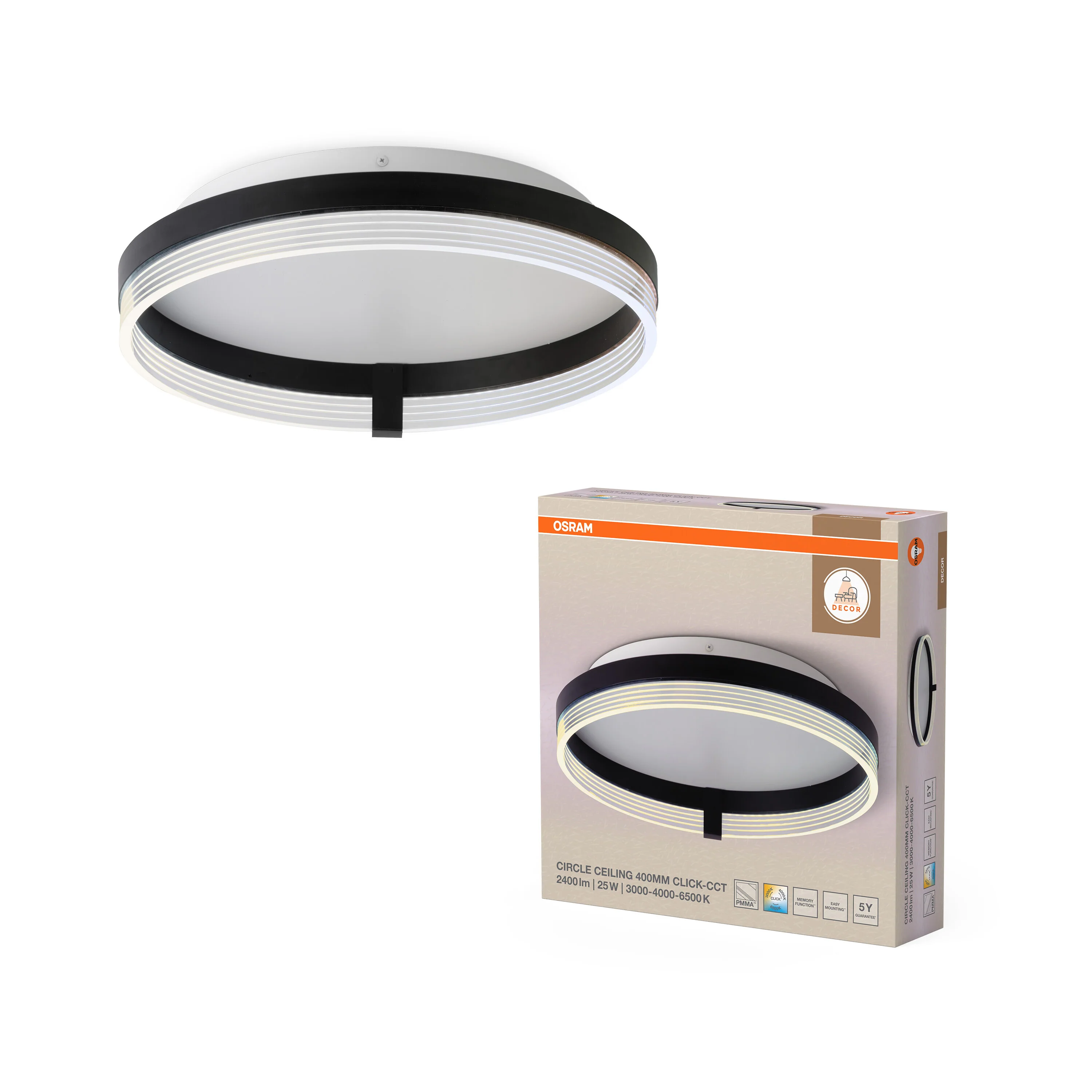 OSRAM Decor Circle Plafon 400 25W Click CCT czarny - Image 5