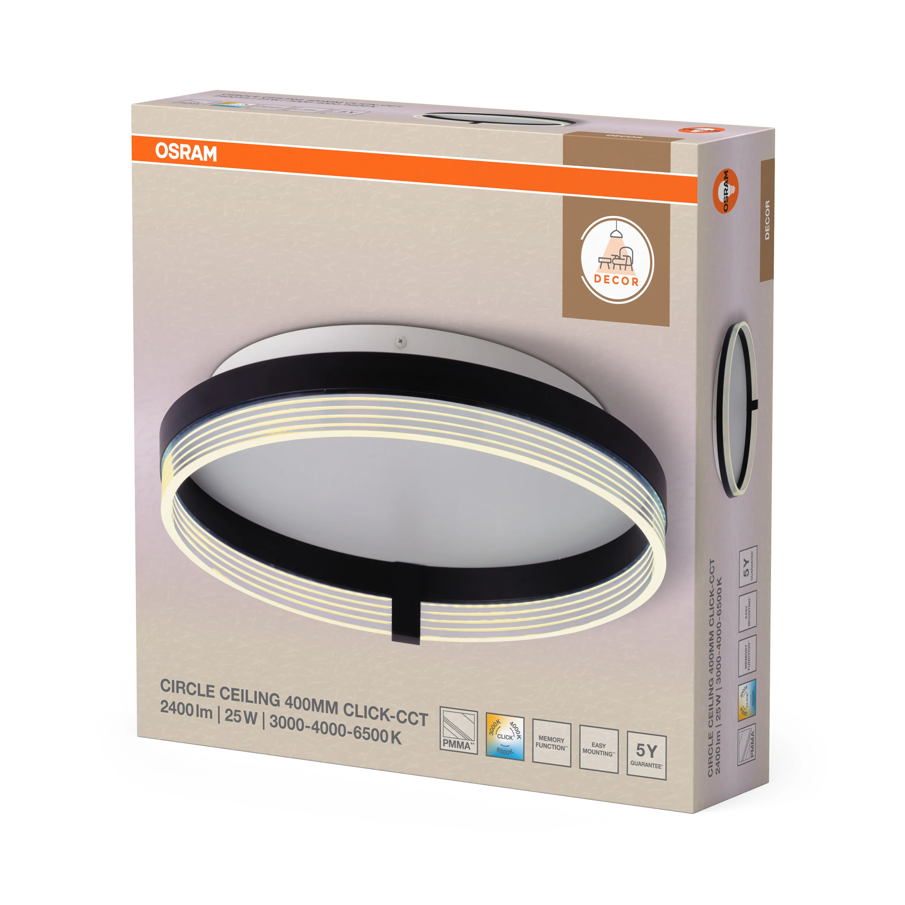 OSRAM Decor Circle Plafon 400 25W Click CCT czarny - Image 6