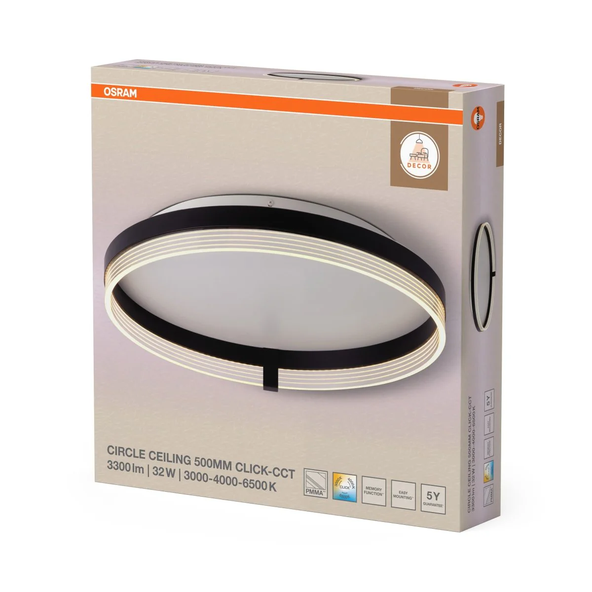 OSRAM Decor Circle Plafon 500 32W Click CCT czarny - Image 2