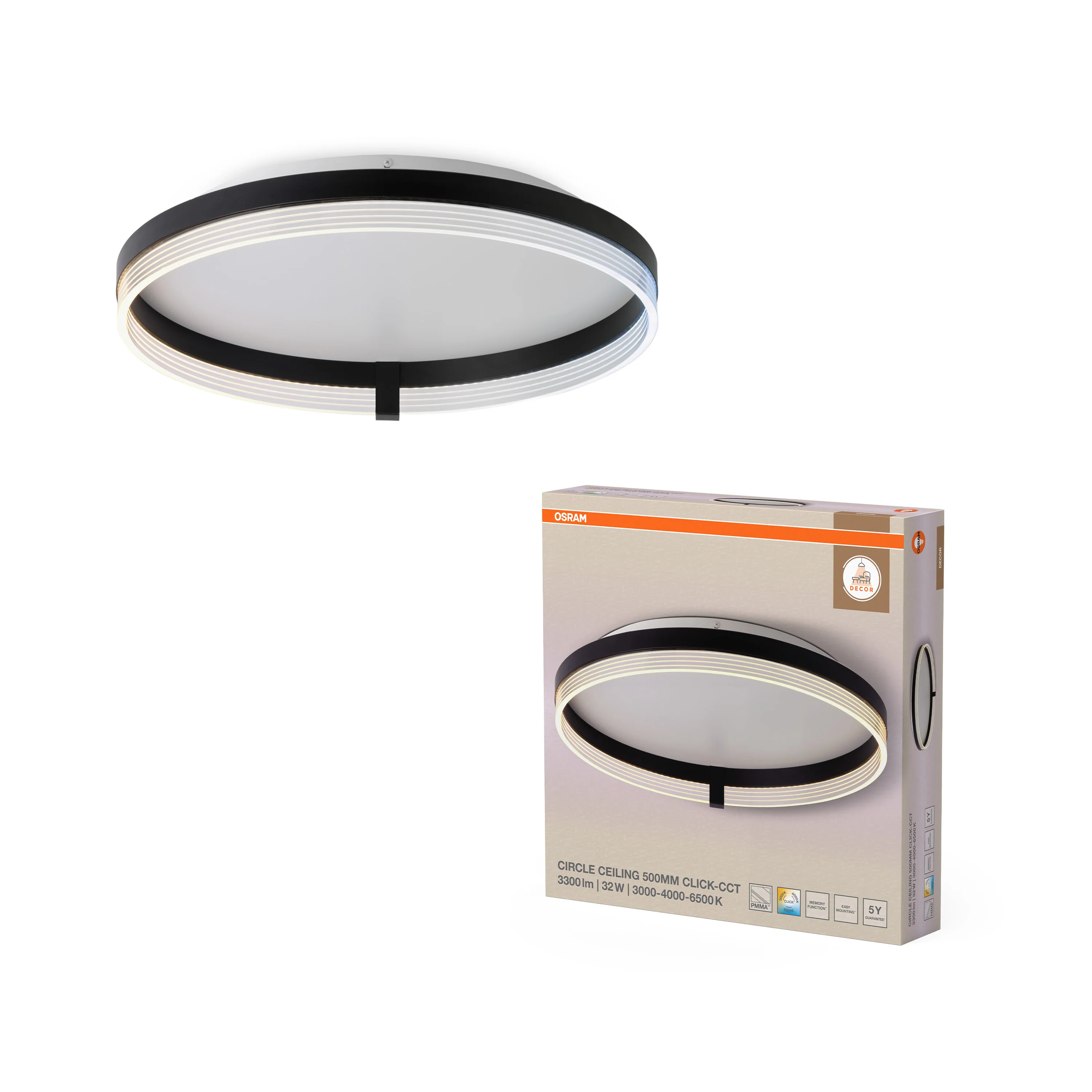 OSRAM Decor Circle Plafon 500 32W Click CCT czarny - Image 5