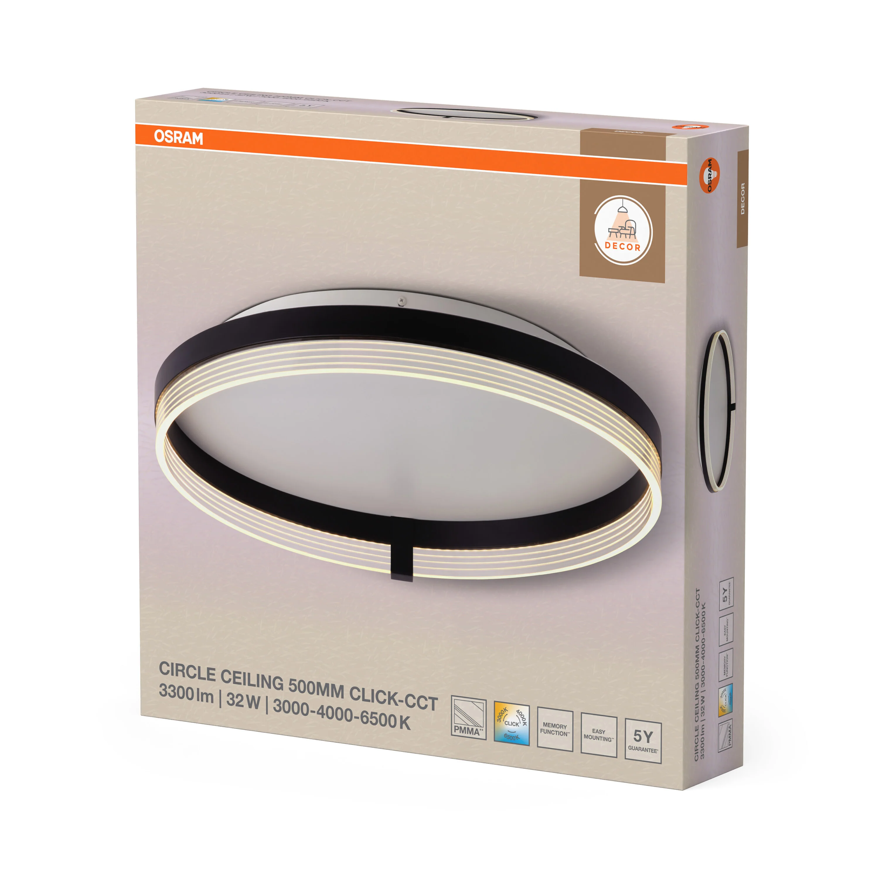 OSRAM Decor Circle Plafon 500 32W Click CCT czarny - Image 6