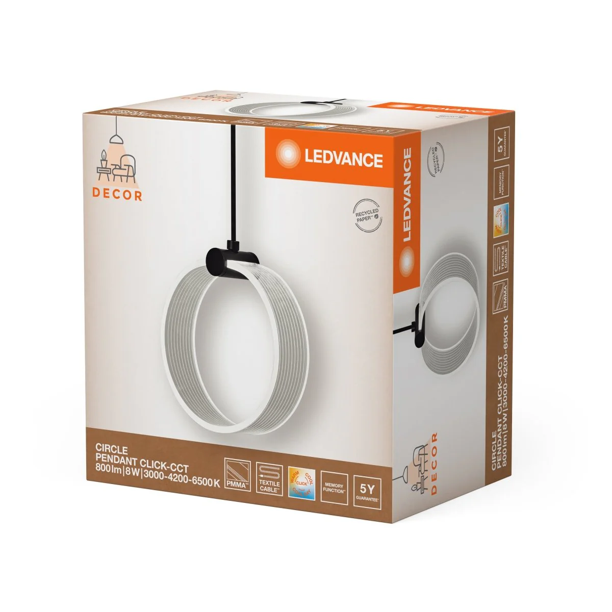 OSRAM Decor Circle Wisząca 1x PL 8W Click CCT czarny - Image 2