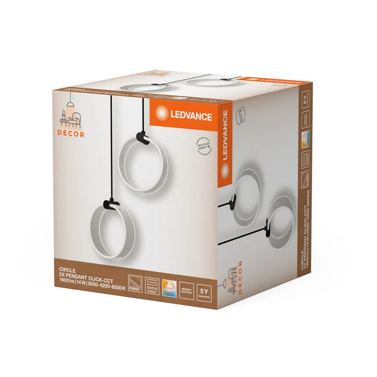 OSRAM Decor Circle Wisząca 2x PL 14W Click CCT czarny - Image 2