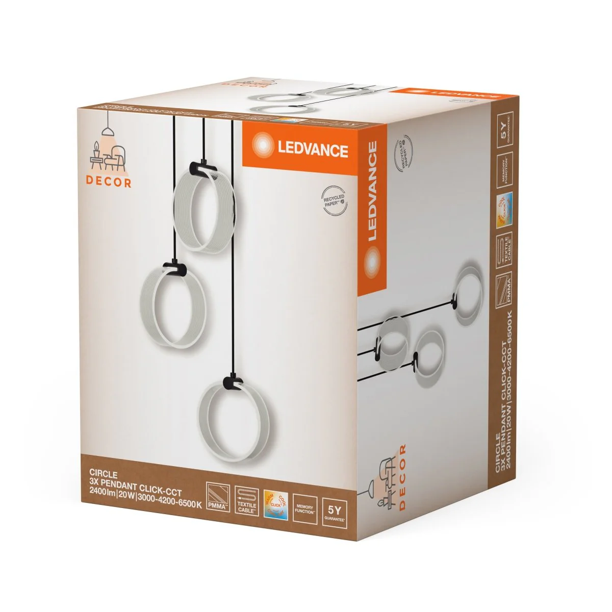 OSRAM Decor Circle Wisząca 3x PL 20W Click CCT czarny - Image 2