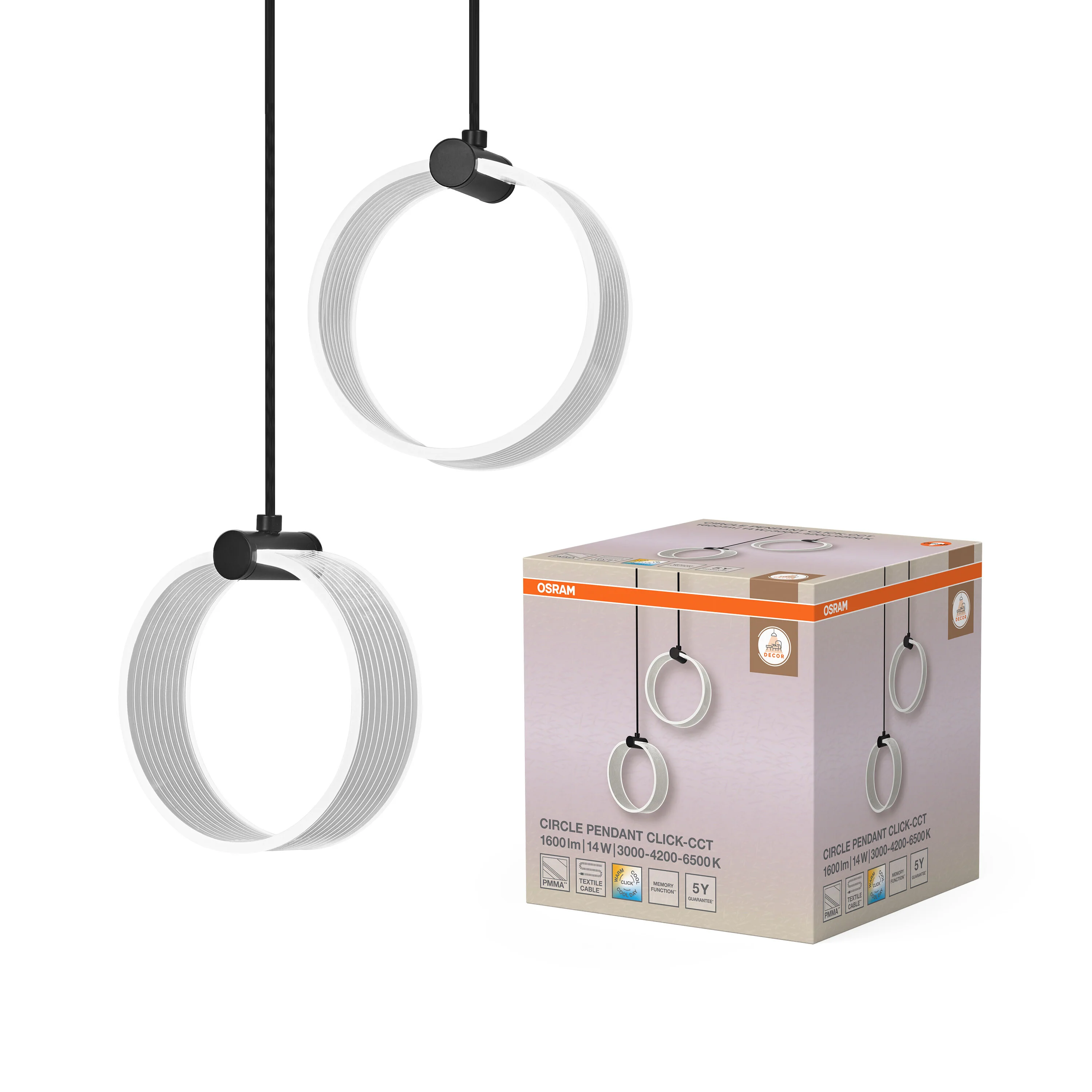 OSRAM Decor Circle Wisząca PL 2x14W Click CCT czarny - Image 5