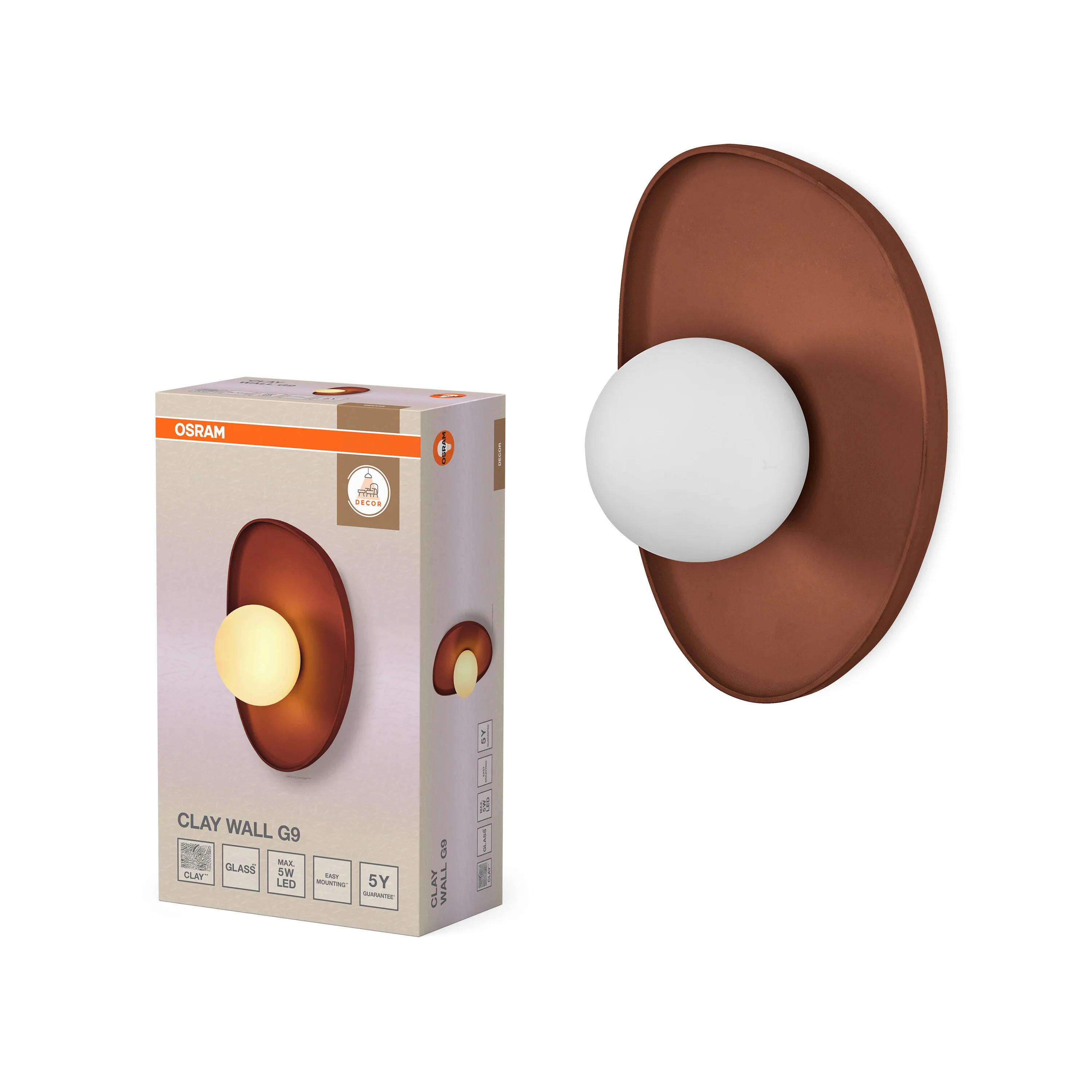 OSRAM Decor Clay Nest Kinkiet 1 xG9 brązowy - Image 5