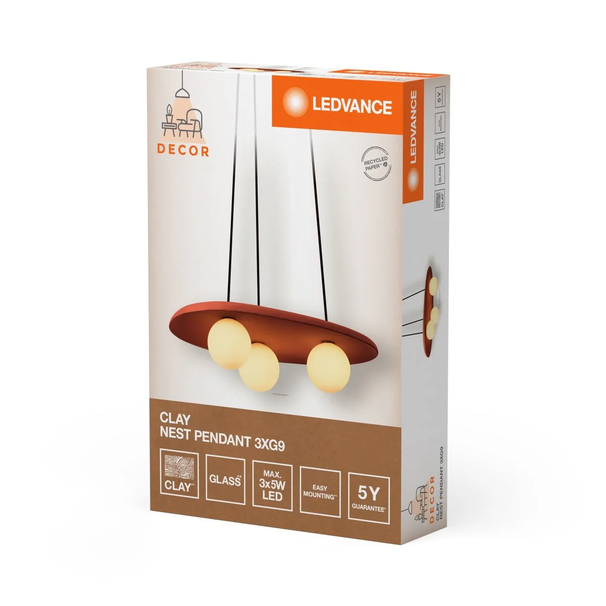 OSRAM Decor Clay Nest Lampa wisząca 3xG9 brązowa - Image 2
