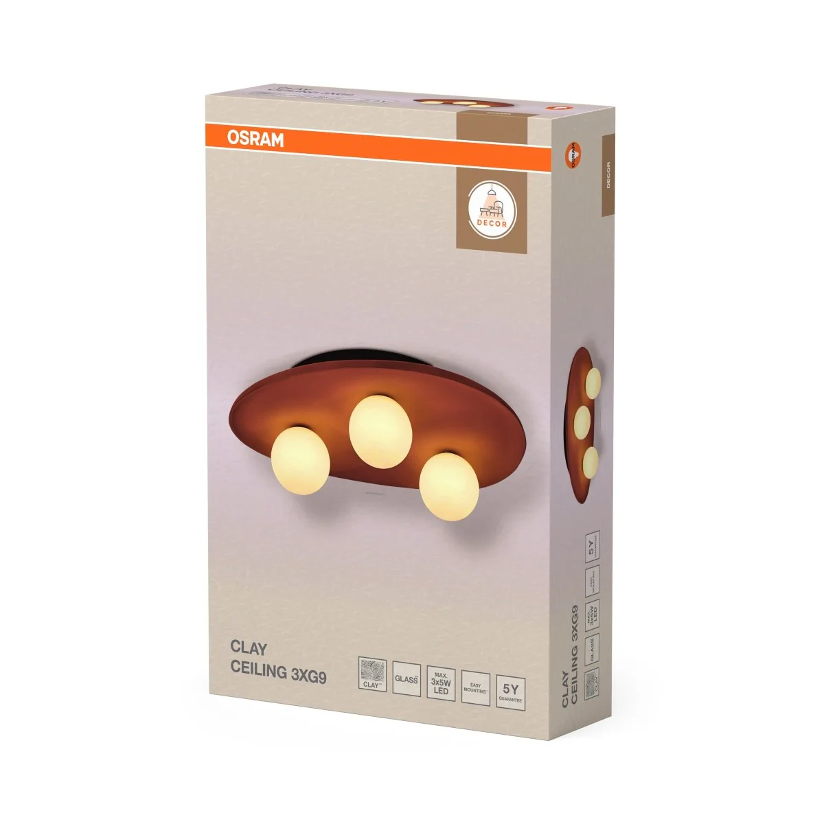 OSRAM Decor Clay Nest Plafon 3 xG9 brązowy - Image 2