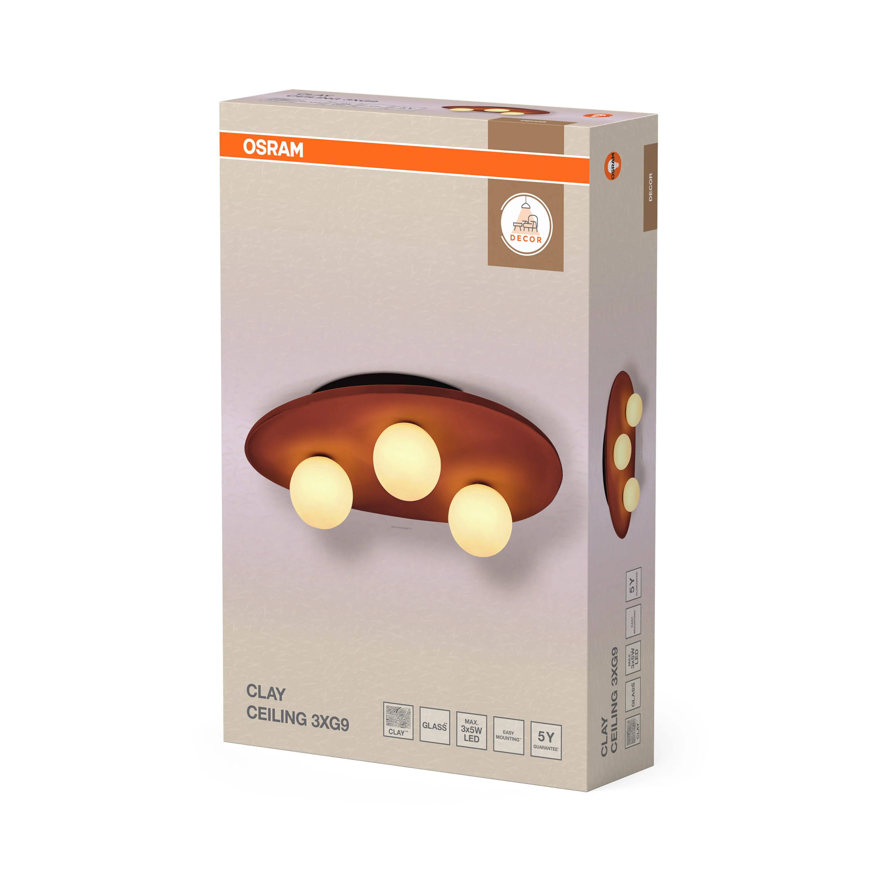 OSRAM Decor Clay Nest Plafon 3 xG9 brązowy - Image 6
