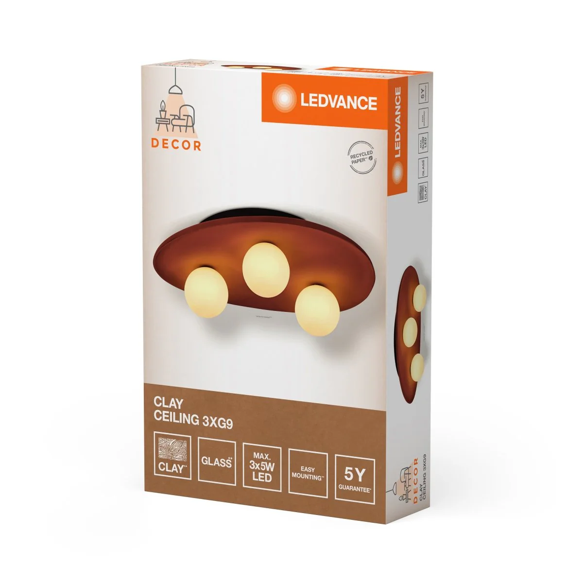 OSRAM Decor Clay Nest Plafon 3xG9 brązowy - Image 2