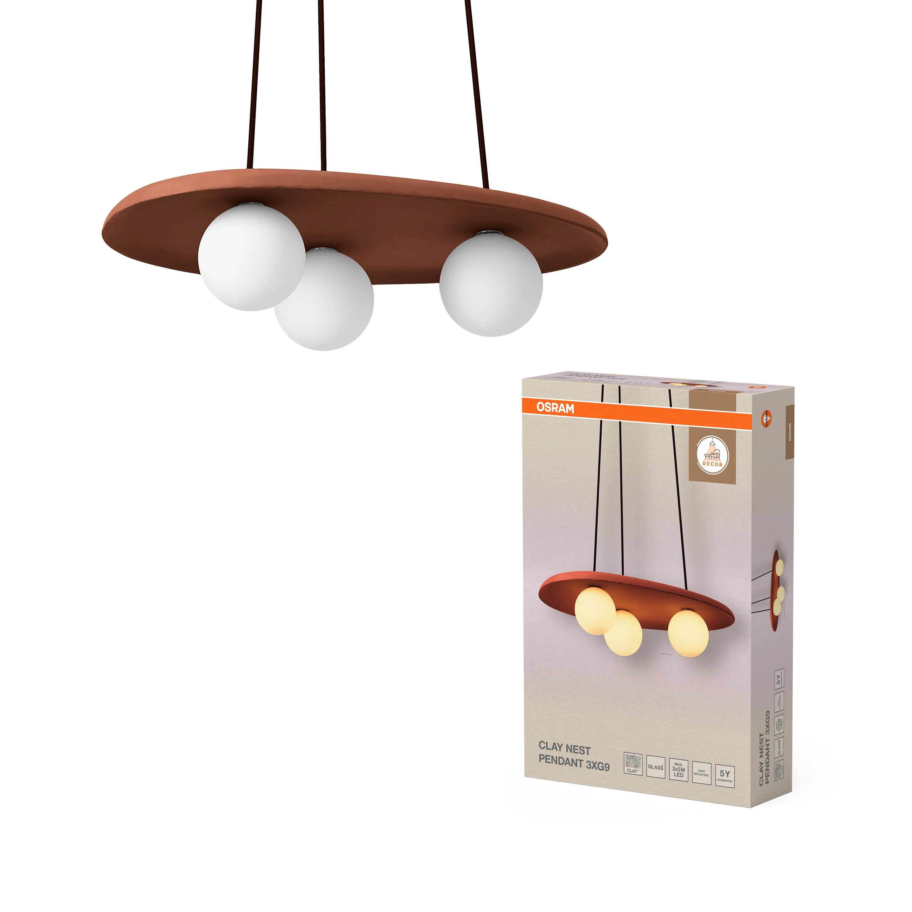 OSRAM Decor Clay Nest Wisząca G9 brązowy - Image 5