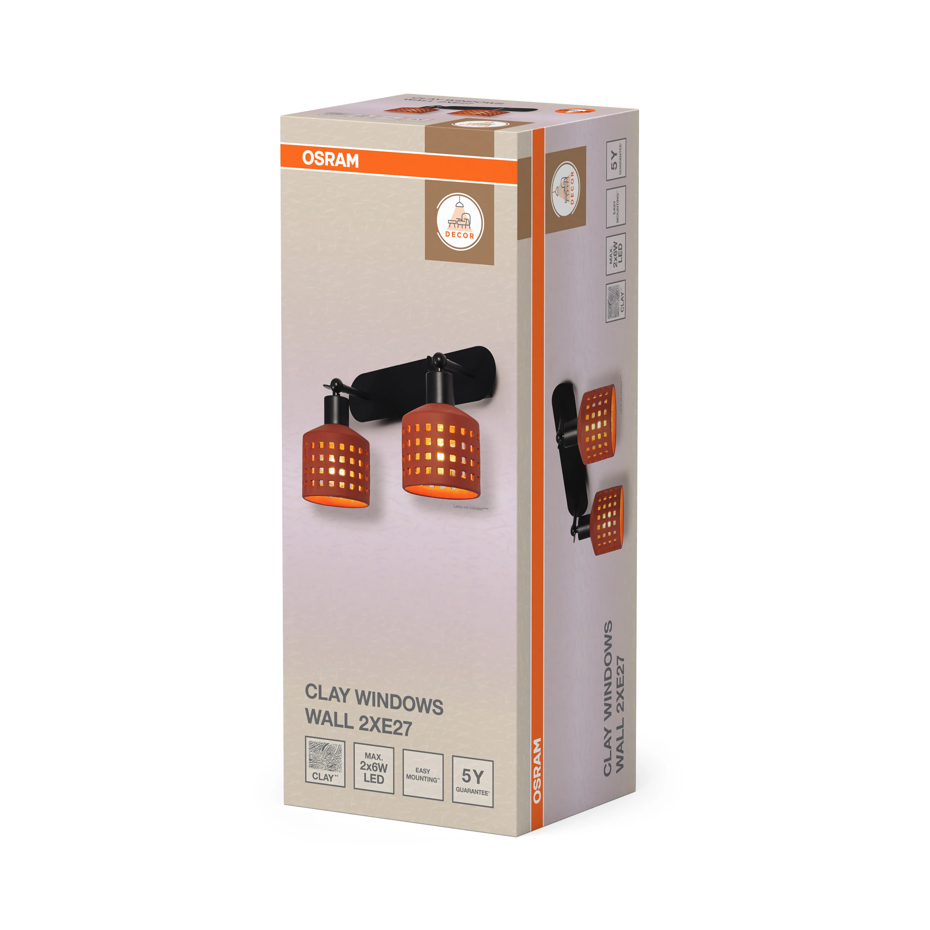 OSRAM Decor Clay Windows Kinkiet 2xE27 jasny brąz - Image 6