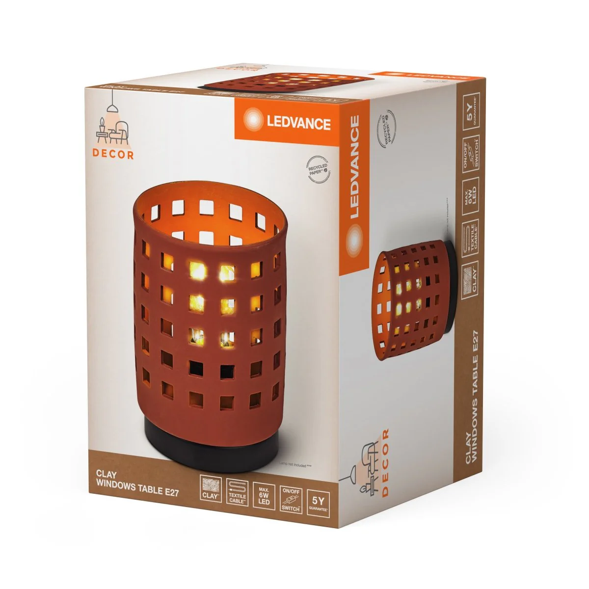 OSRAM Decor Clay Windows Lampa stołowa 1xE27 ciemna brązowa - Image 2