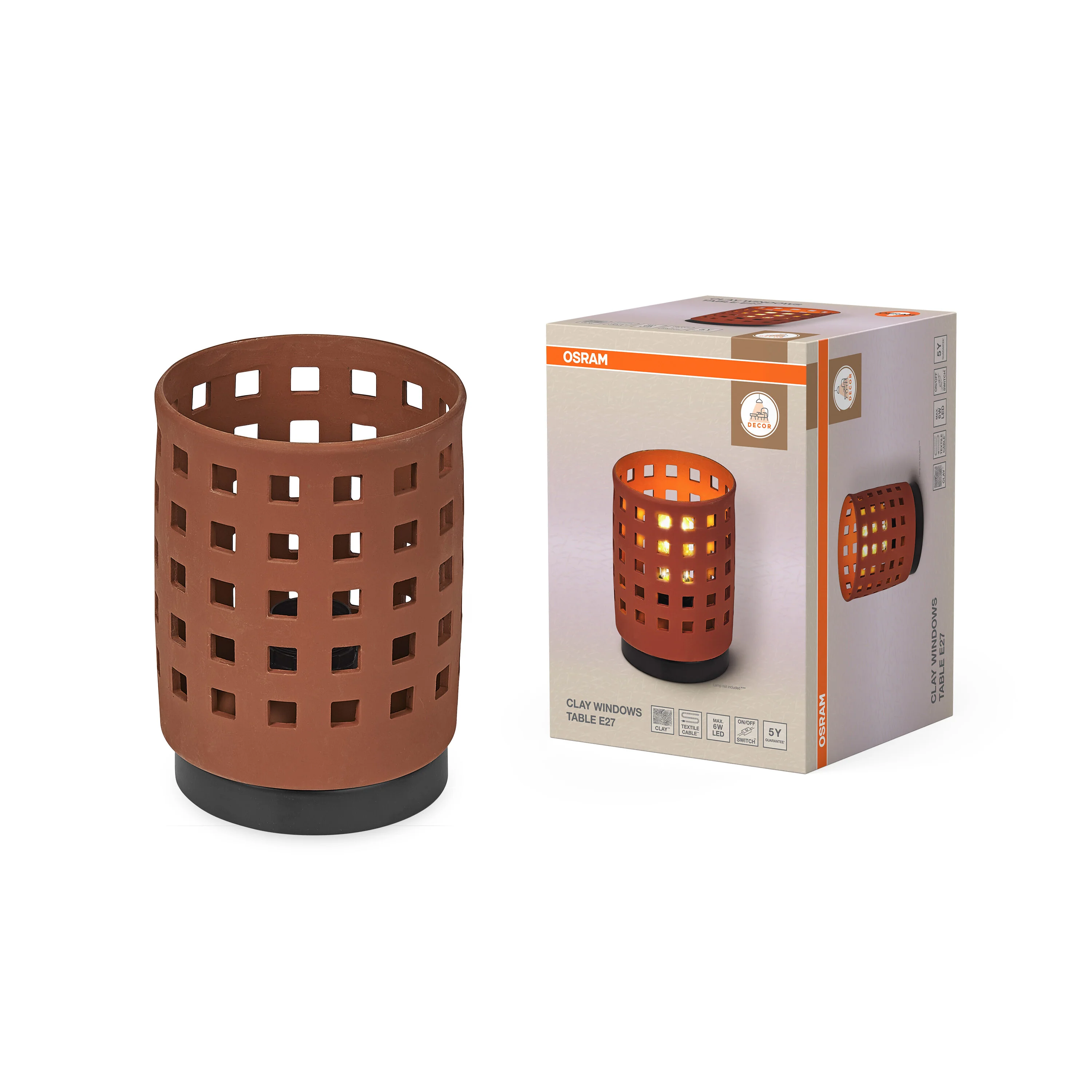OSRAM Decor Clay Windows Lampa stołowa E27 brązowa - Image 5