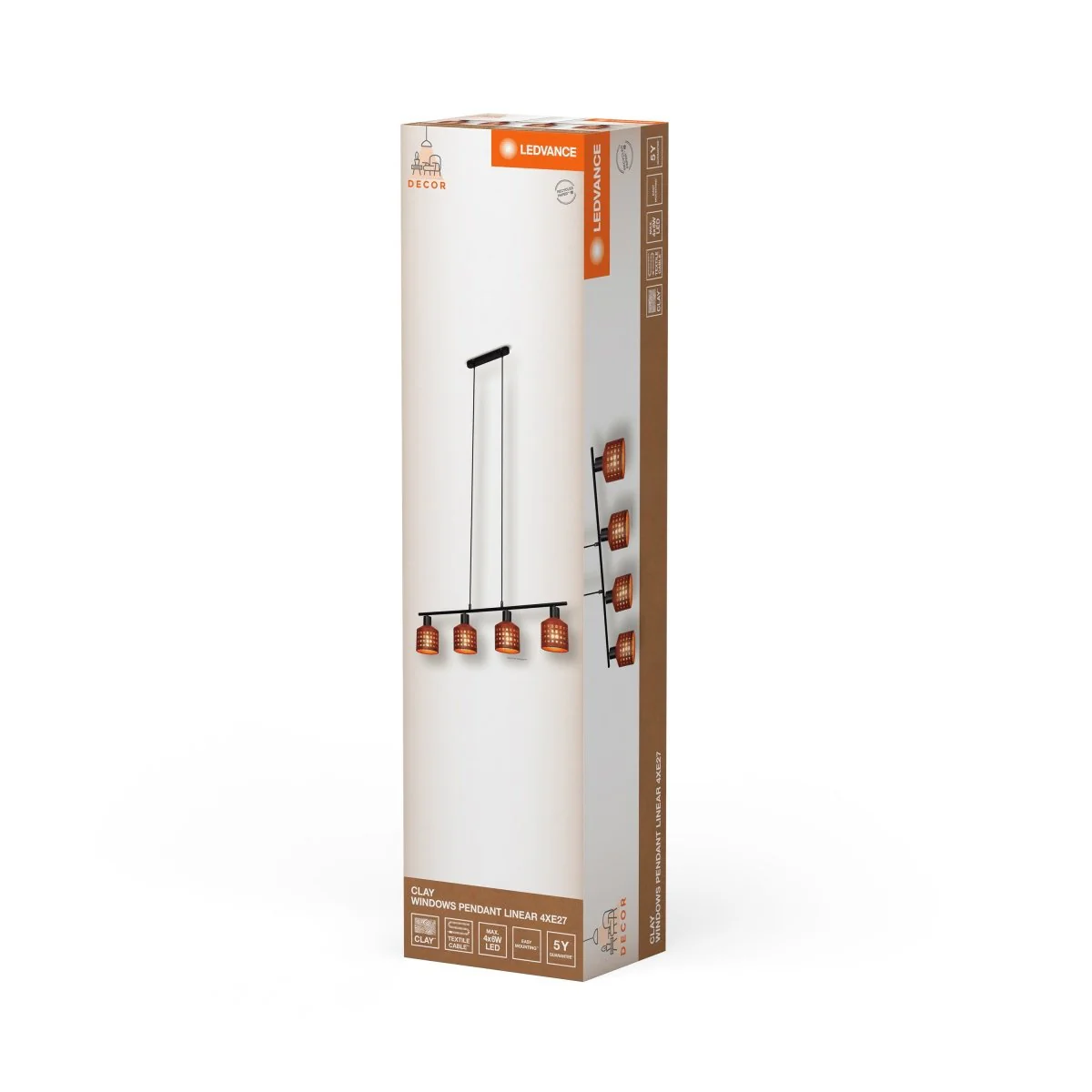 OSRAM Decor Clay Windows Lampa wisząca LN 4xE27 brązowy - Image 2