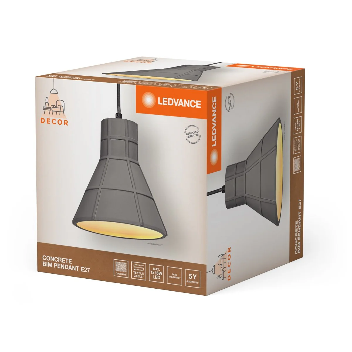OSRAM Decor Concrete Bim Pendant E27 ciemnoszary - Image 2