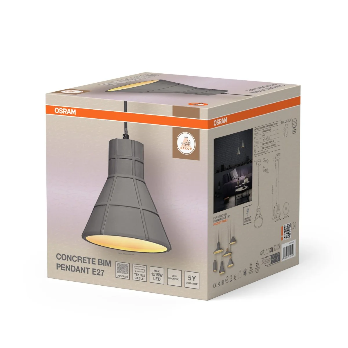 OSRAM Decor Concrete Bim Wisząca E27 ciemnoszary - Image 2