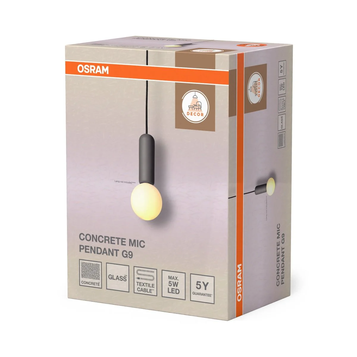 OSRAM Decor Concrete Mic Wisząca 1xG9 ciemnoszary - Image 2