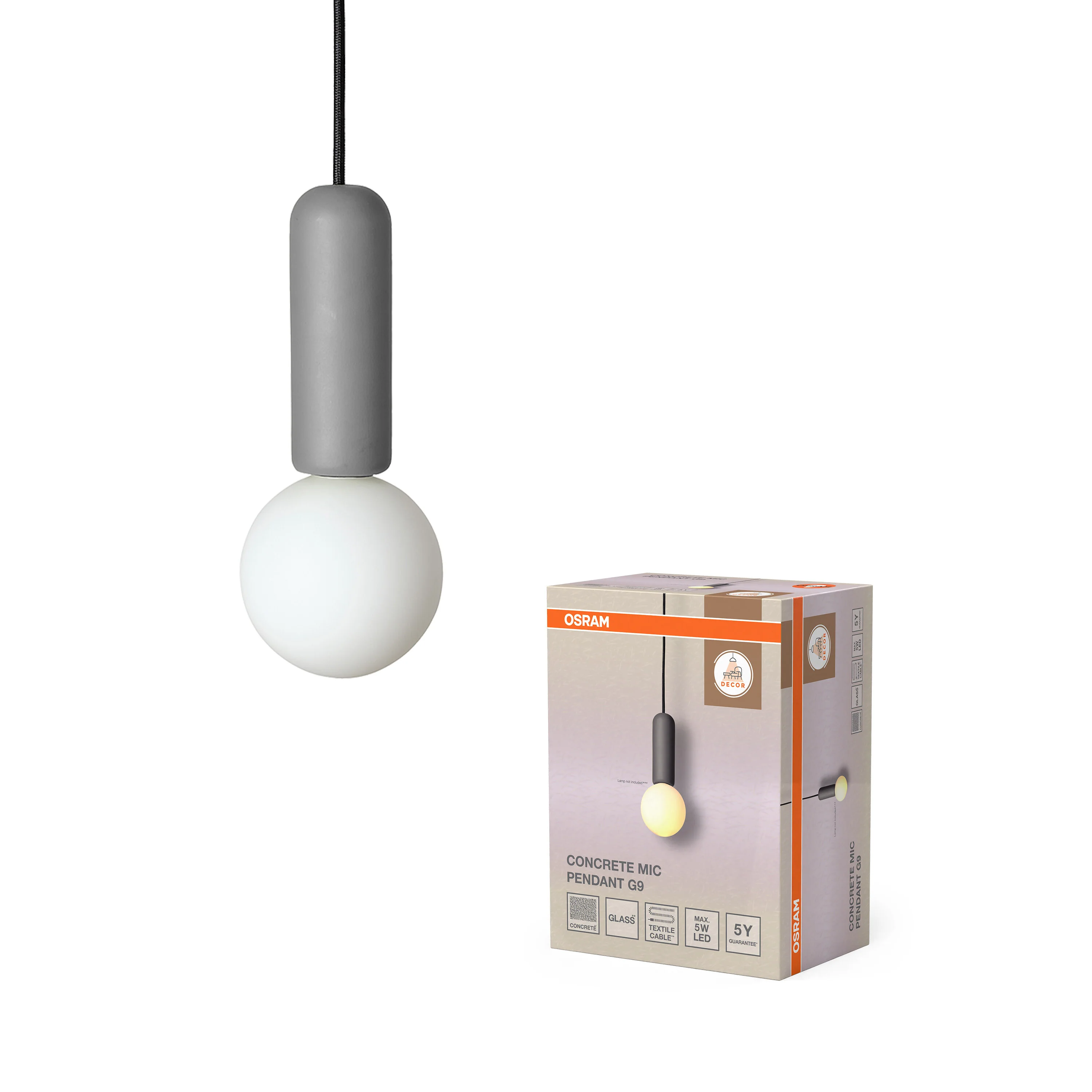 OSRAM Decor Concrete Mic Wisząca 1xG9 ciemnoszary - Image 5