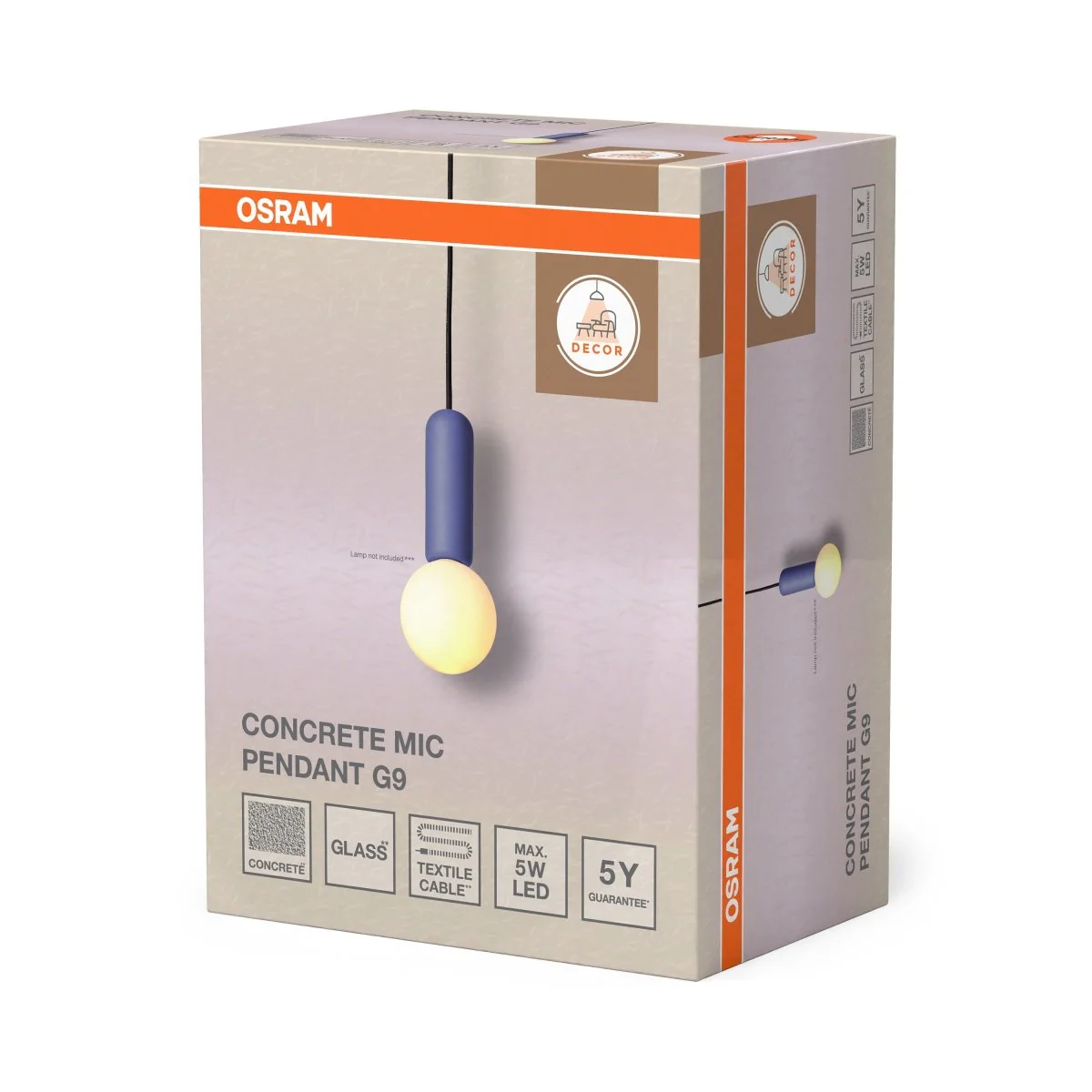 OSRAM Decor Concrete Mic Wisząca 1xG9 niebieski - Image 2