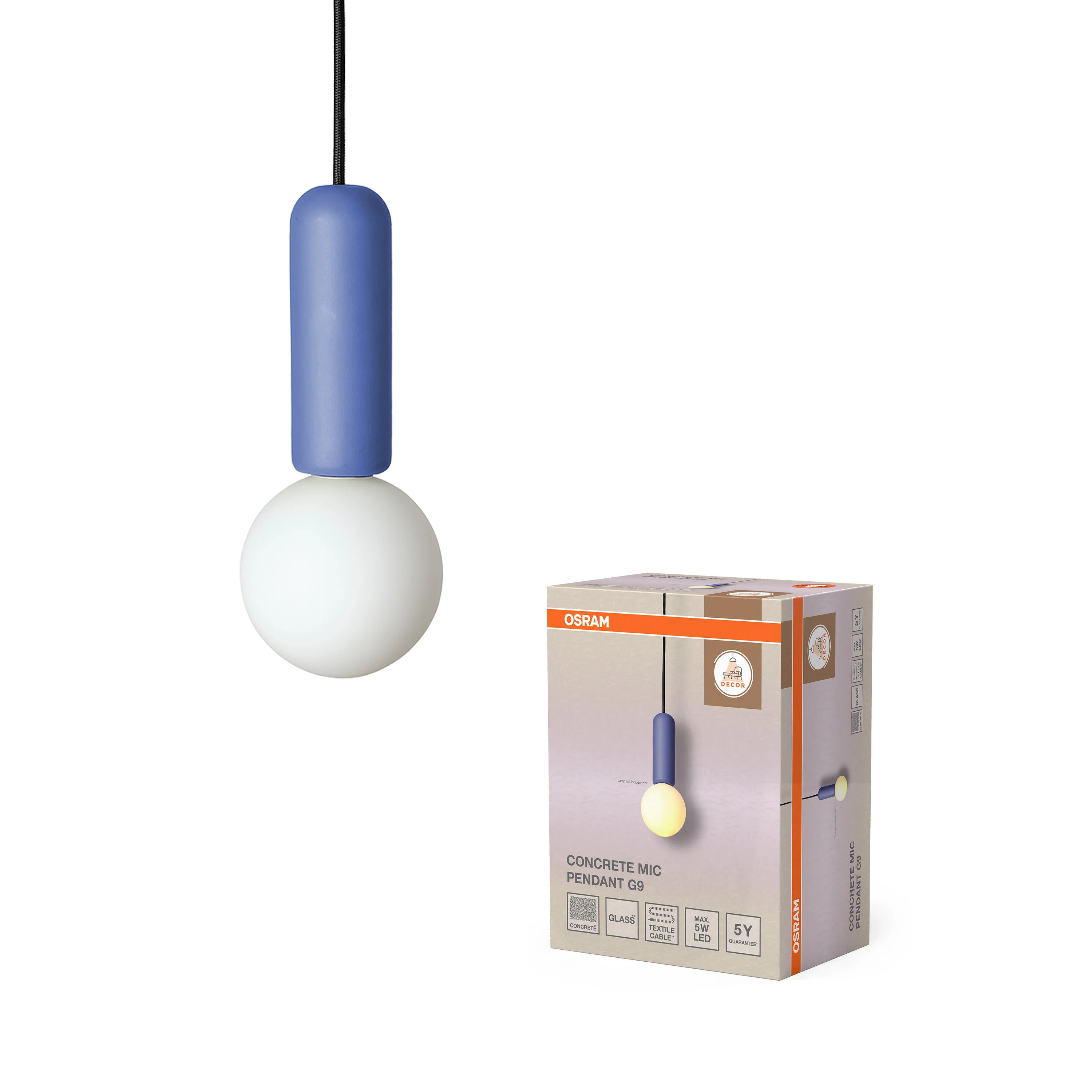 OSRAM Decor Concrete Mic Wisząca 1xG9 niebieski - Image 5