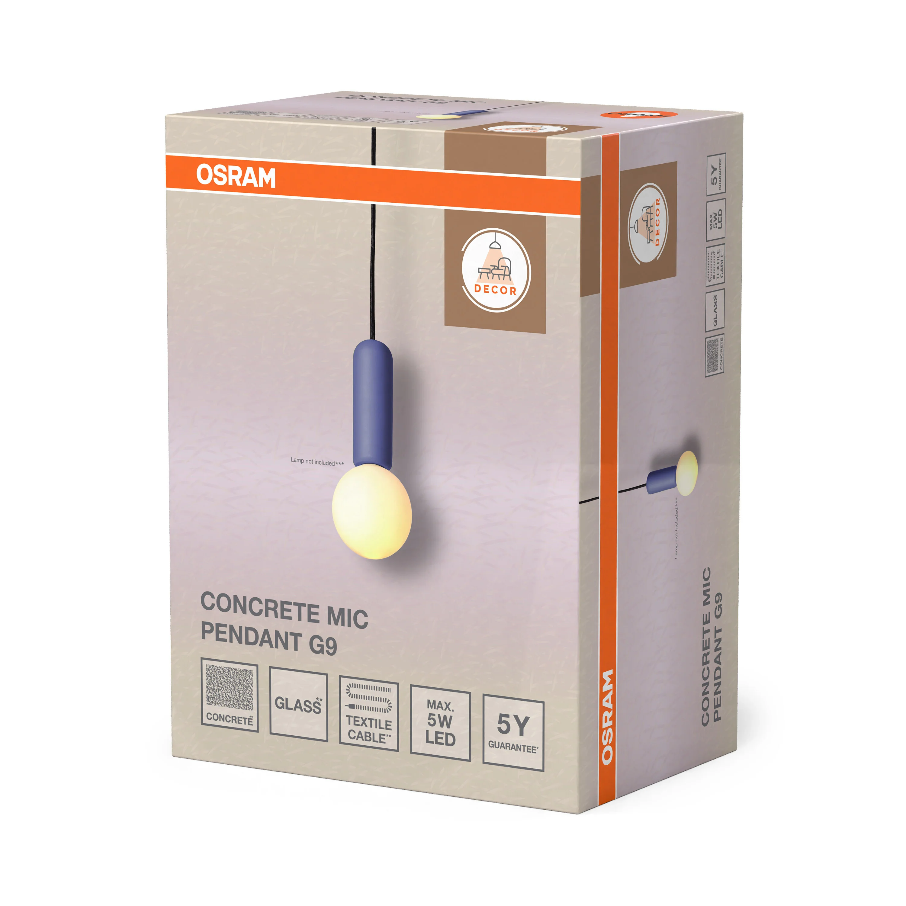 OSRAM Decor Concrete Mic Wisząca 1xG9 niebieski - Image 6