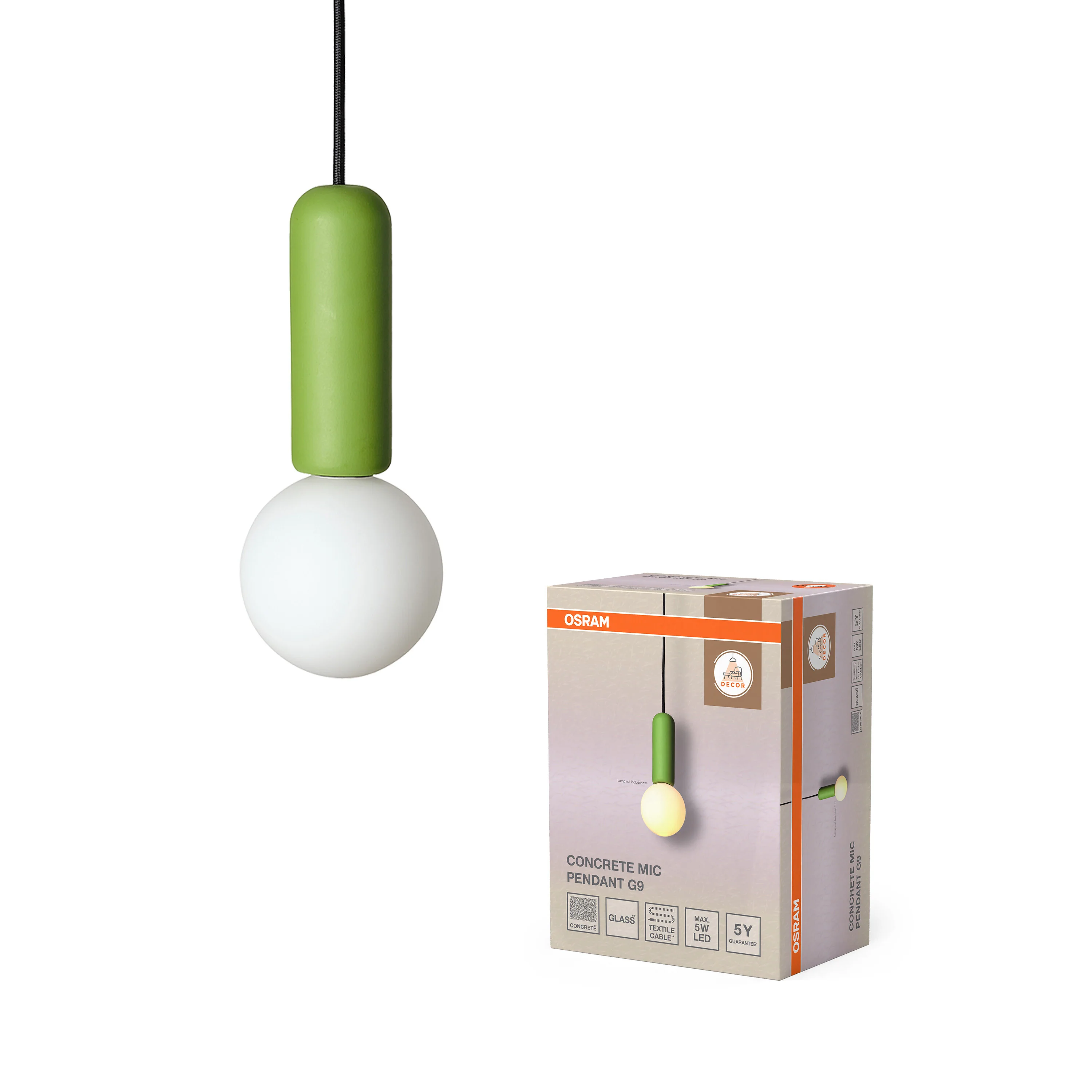 OSRAM Decor Concrete Mic Wisząca 1xG9 zielony - Image 5