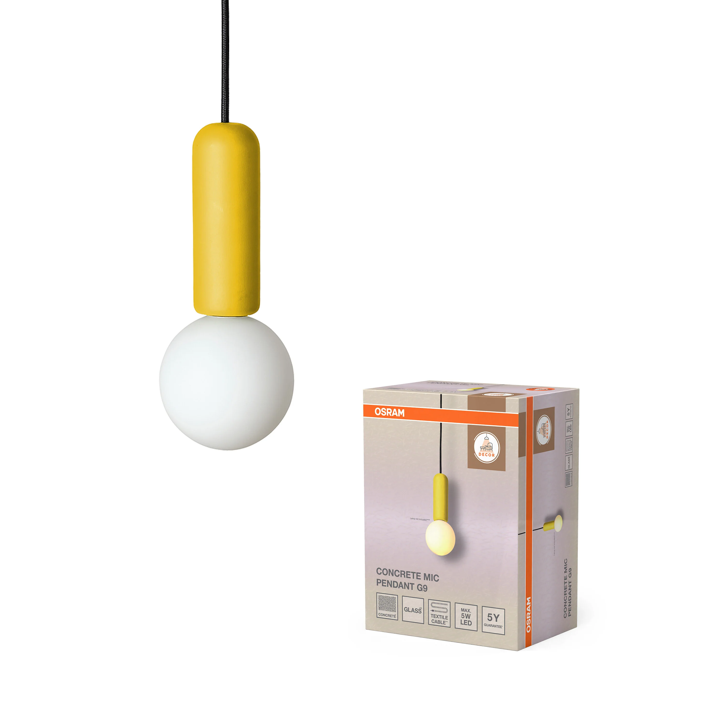 OSRAM Decor Concrete Mic Wisząca 1xG9 żółty - Image 5