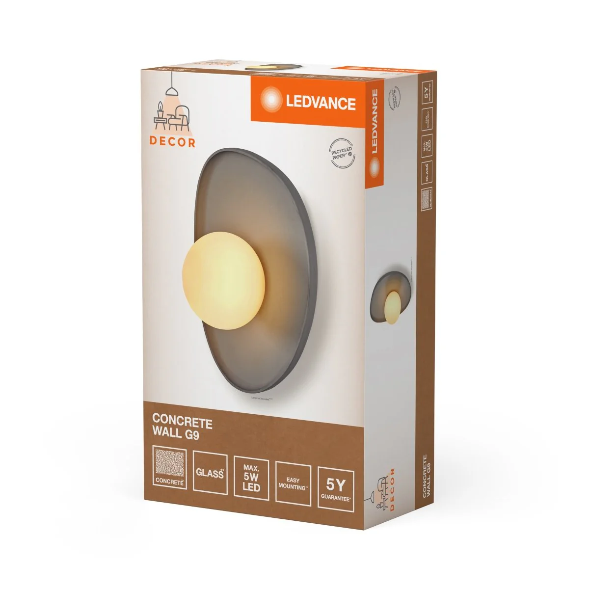 OSRAM Decor Concrete Nest Kinkiet 1xG9 jasnoszary - Image 2