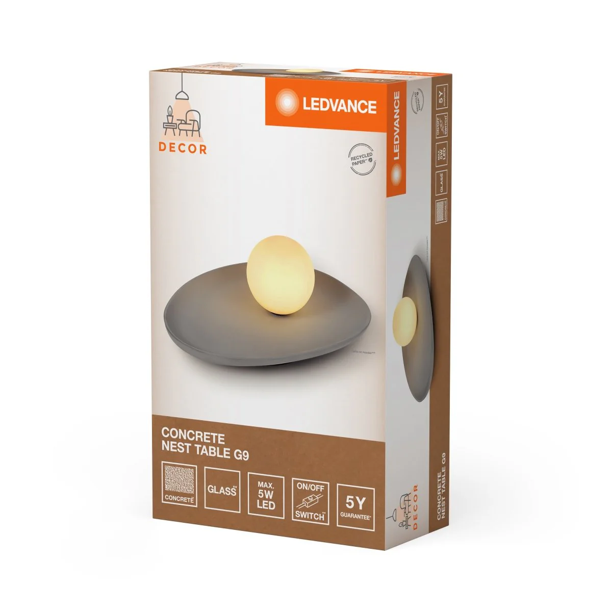 OSRAM Decor Concrete Nest Lampa stołowa 1xG9 ciemnoszara - Image 2