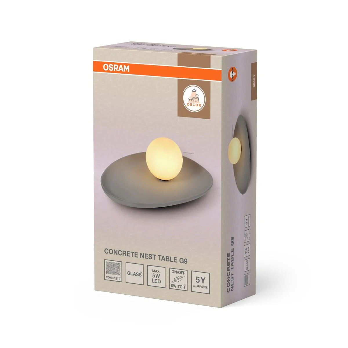 OSRAM Decor Concrete Nest Lampa stołowa G9 szara - Image 2