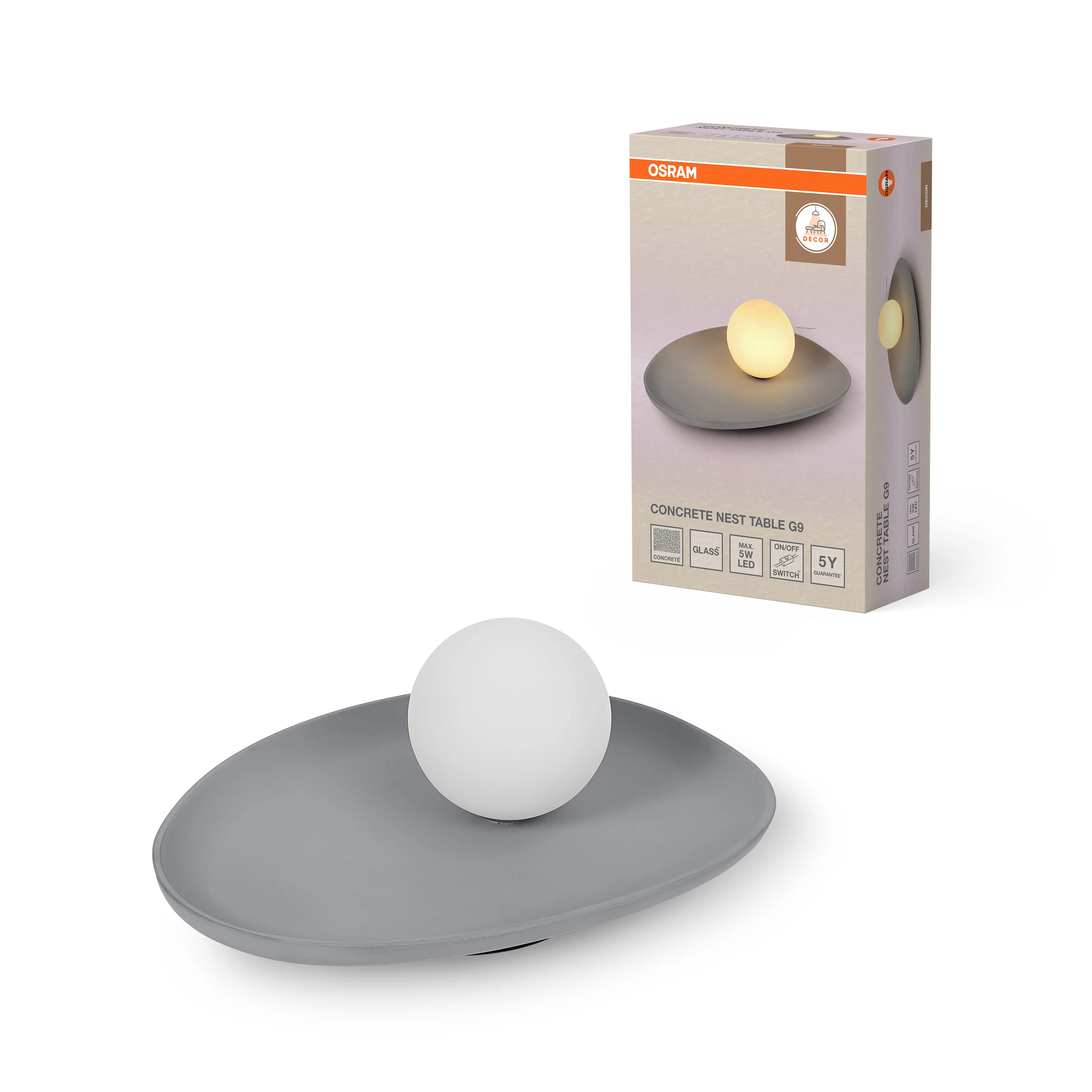 OSRAM Decor Concrete Nest Lampa stołowa G9 szara - Image 5