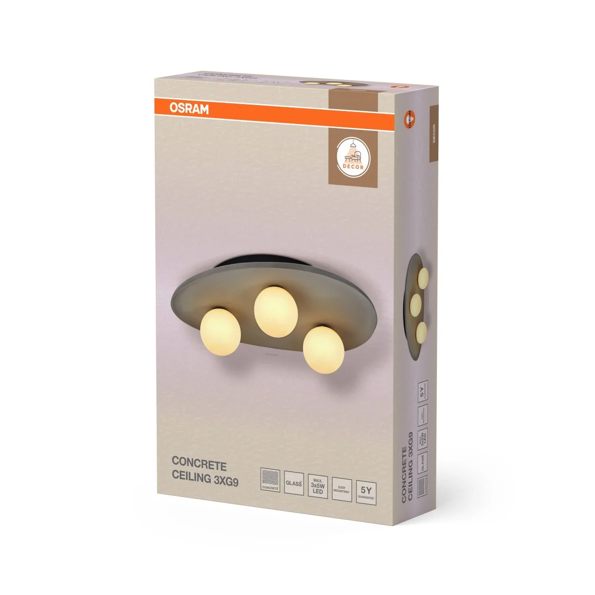 OSRAM Decor Concrete Nest Plafon 3 xG9 szary - Image 2