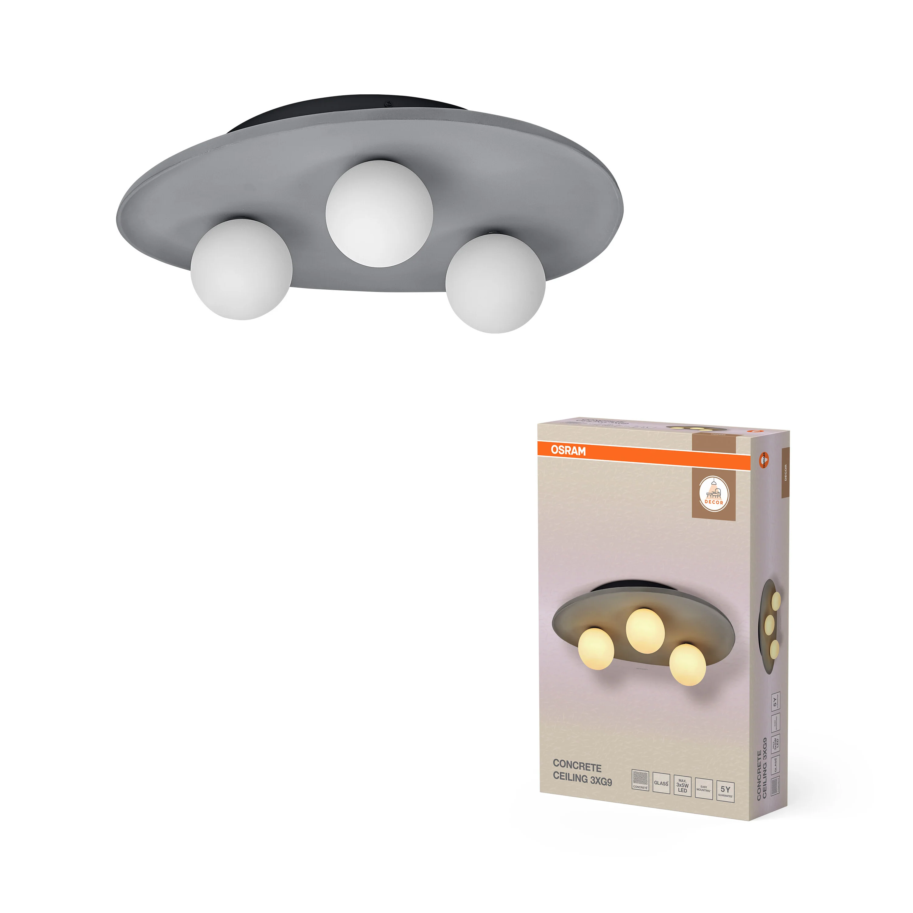 OSRAM Decor Concrete Nest Plafon 3 xG9 szary - Image 5